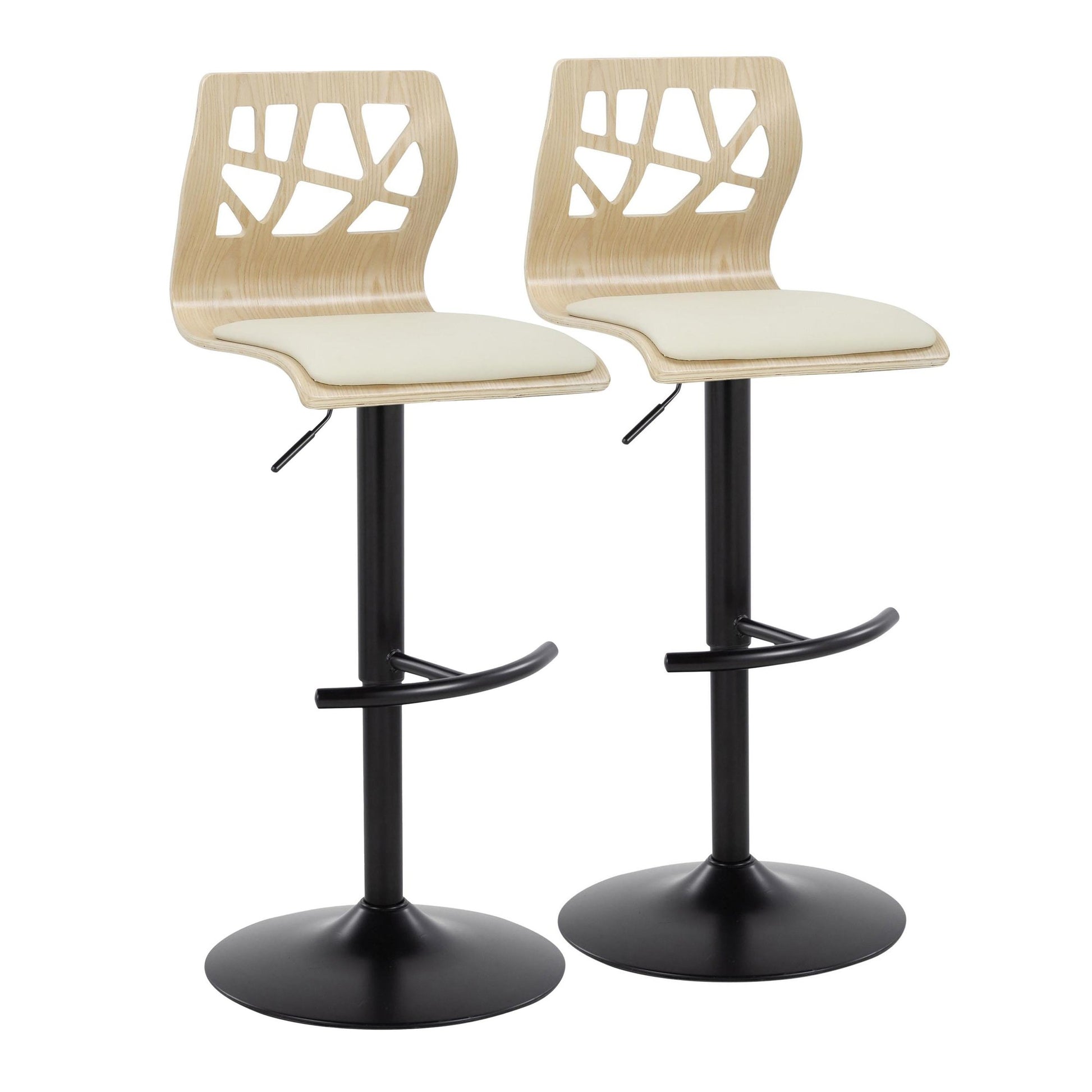 Folia Adjustable Barstool - Set of 2 By LumiSource - BS-FOLIAPU-RT2 BKNACR2 | Bar Stools | Modishstore - 5