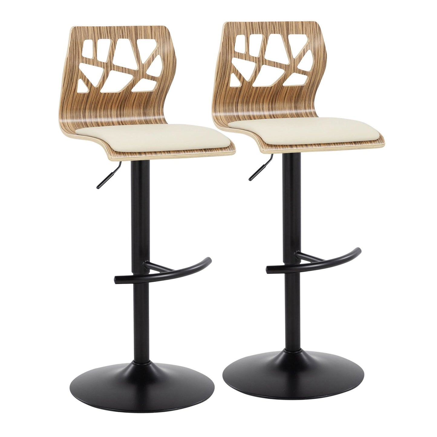 Folia Adjustable Barstool - Set of 2 By LumiSource - BS-FOLIAPU-RT2 BKNACR2 | Bar Stools | Modishstore - 36