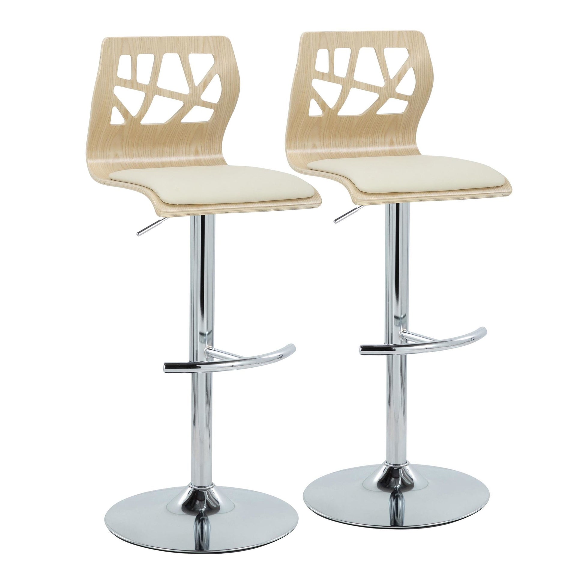 Folia Adjustable Barstool - Set of 2 By LumiSource - BS-FOLIAPU-RT2 CHRNACR2 | Bar Stools | Modishstore - 5