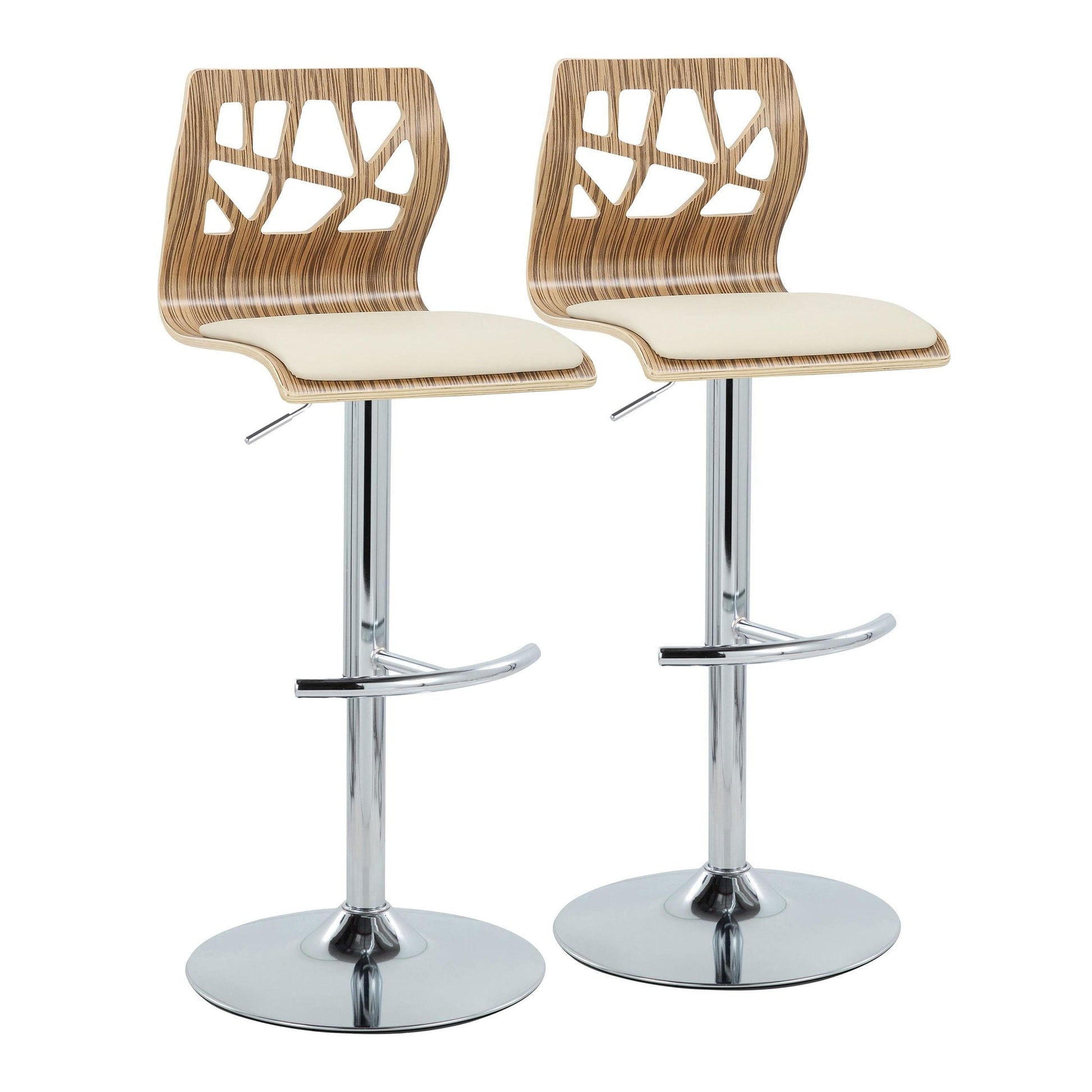 Folia Adjustable Barstool - Set of 2 By LumiSource - BS-FOLIAPU-RT2 CHRNACR2 | Bar Stools | Modishstore - 36