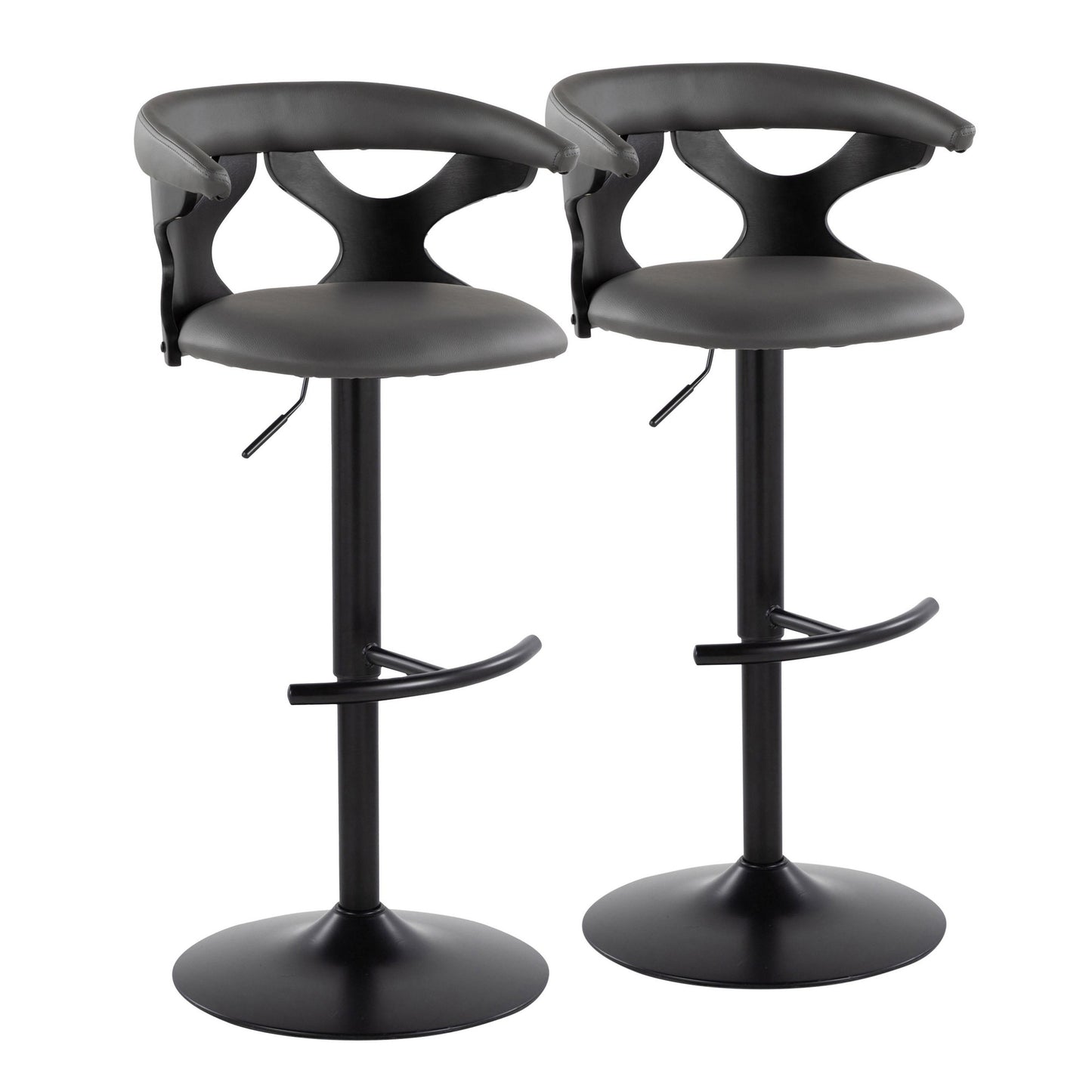 Gardenia Adjustable Barstool - Set of 2 By LumiSource - BS-GARDPU-RT2 BKBKGY2 | Bar Stools | Modishstore - 5