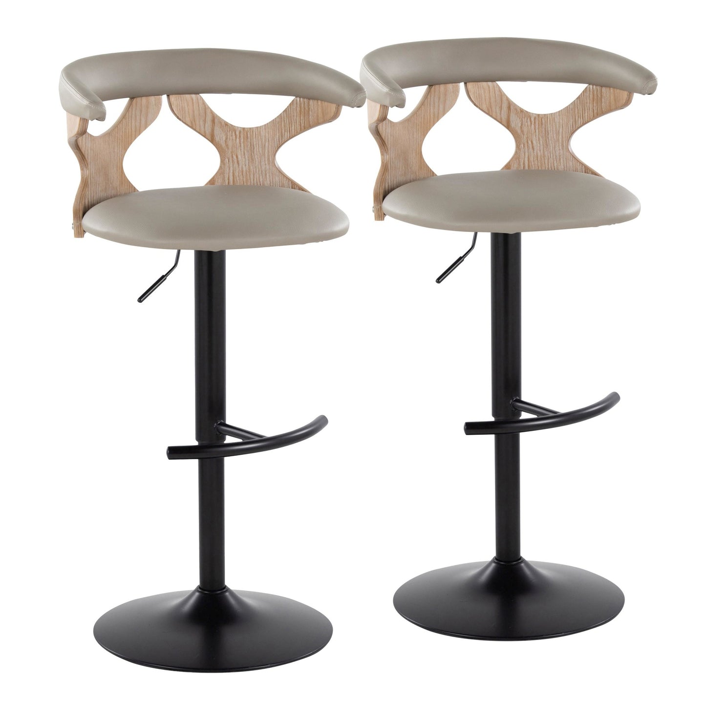 Gardenia Adjustable Barstool - Set of 2 By LumiSource - BS-GARDPU-RT2 BKWWLGY2 | Bar Stools | Modishstore - 5