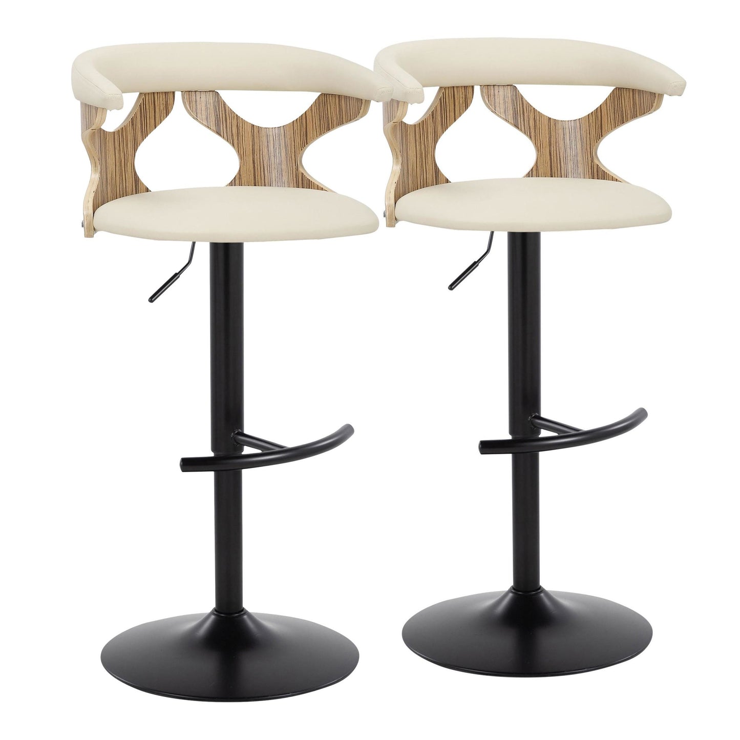 Gardenia Adjustable Barstool - Set of 2 By LumiSource - BS-GARDPU-RT2 BKWWLGY2 | Bar Stools | Modishstore - 12