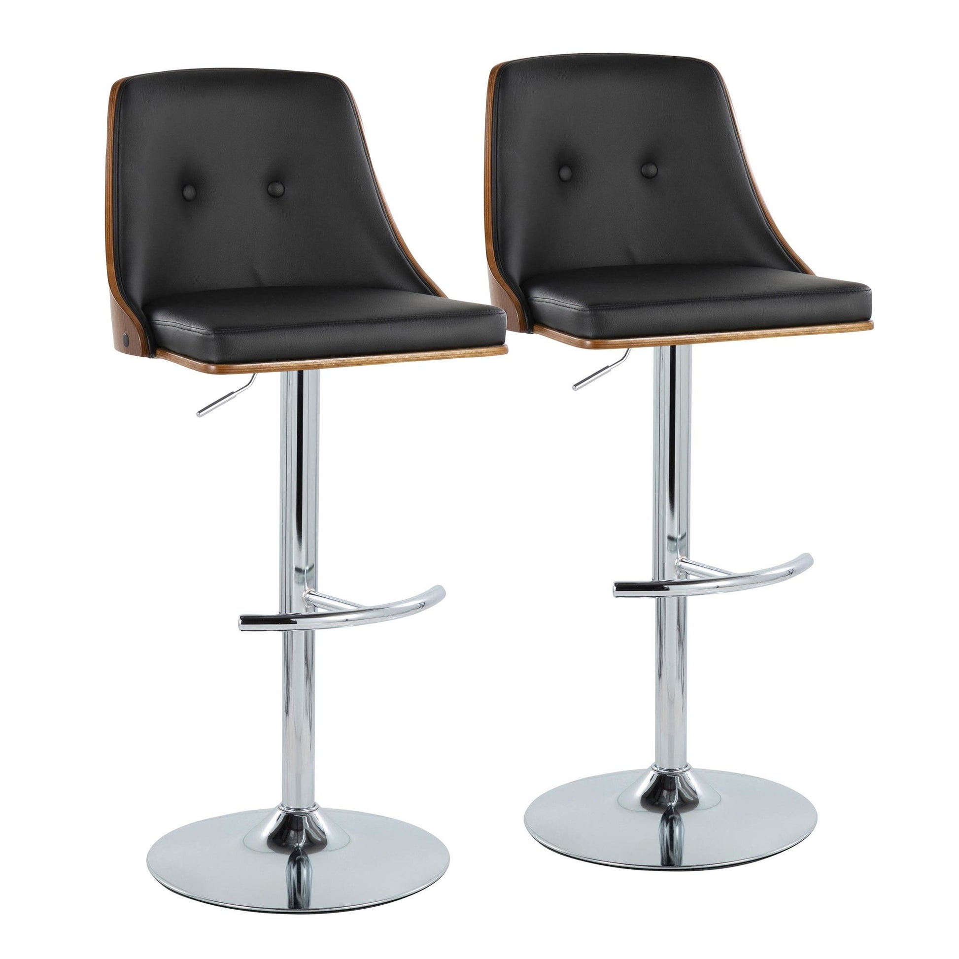 Gianna Adjustable Barstool - Set of 2 By LumiSource - BS-GNNPU-RT2 CHRWLBK2 | Bar Stools | Modishstore - 5