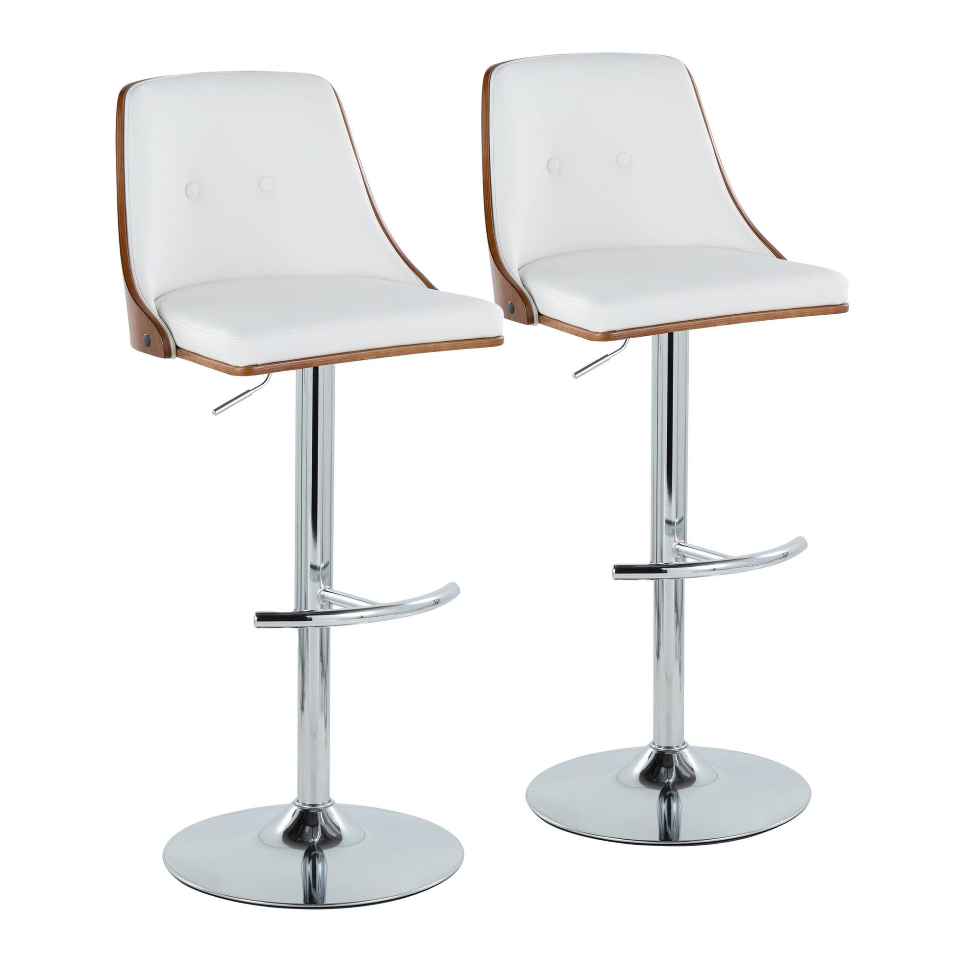 Gianna Adjustable Barstool - Set of 2 By LumiSource - BS-GNNPU-RT2 CHRWLBK2 | Bar Stools | Modishstore - 45