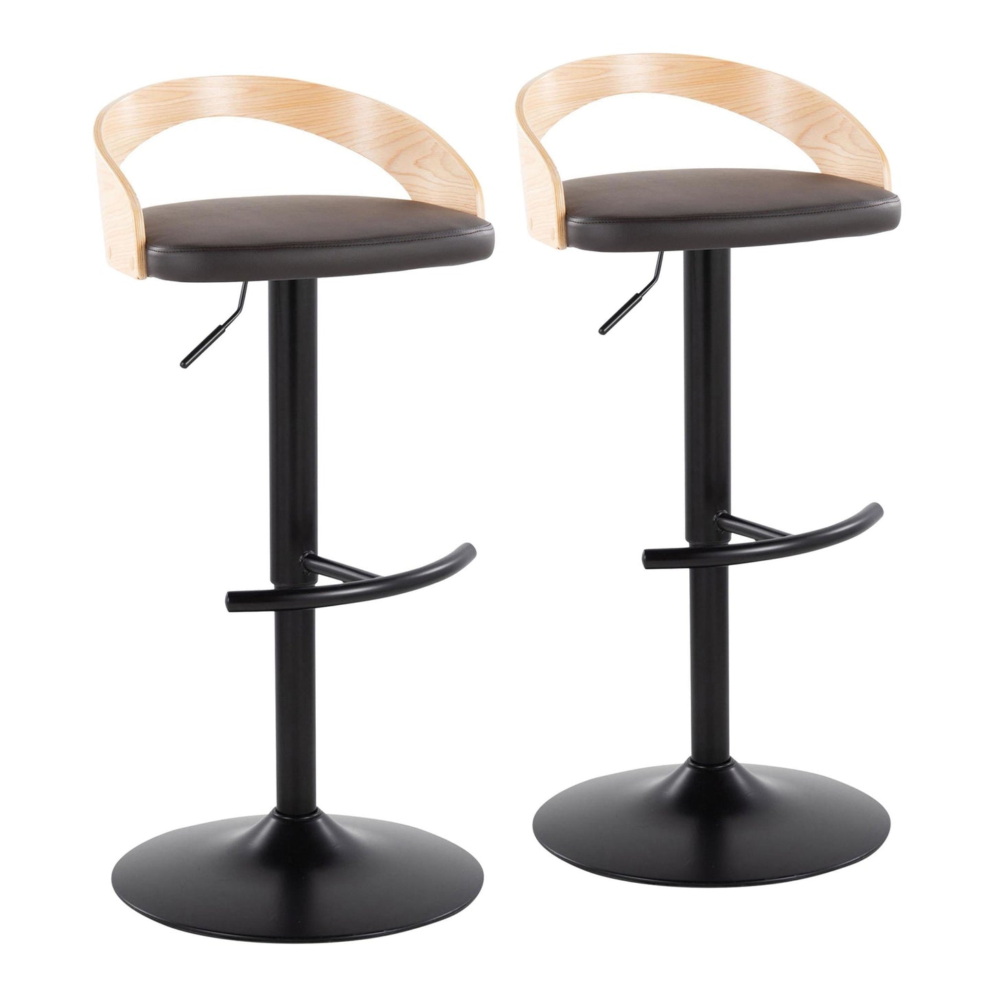 Grotto Adjustable Barstool - Set of 2 By LumiSource - BS-GROTTOPU-RT2 BKNABN2 | Bar Stools | Modishstore - 5