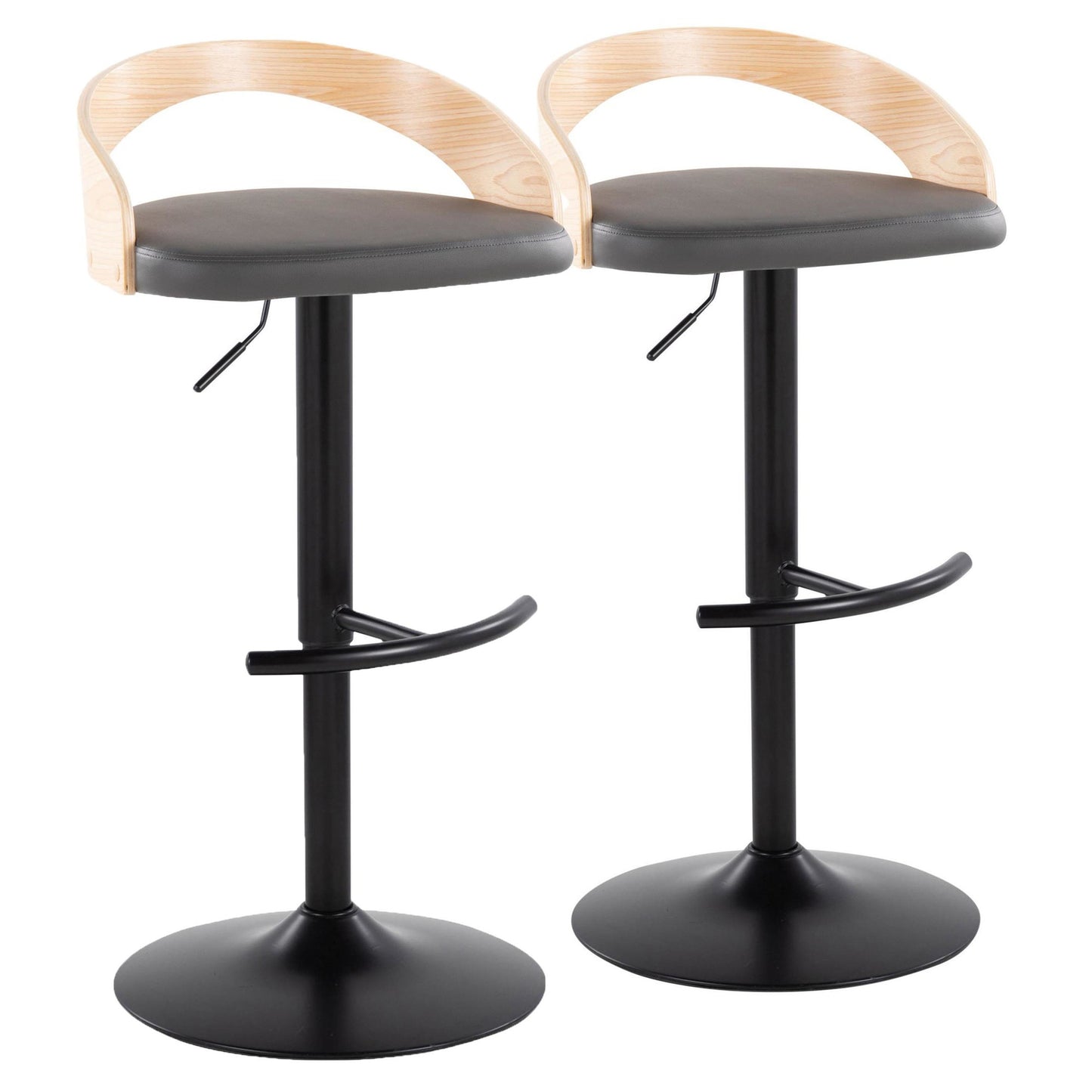 Grotto Adjustable Barstool - Set of 2 By LumiSource - BS-GROTTOPU-RT2 BKNABN2 | Bar Stools | Modishstore - 15