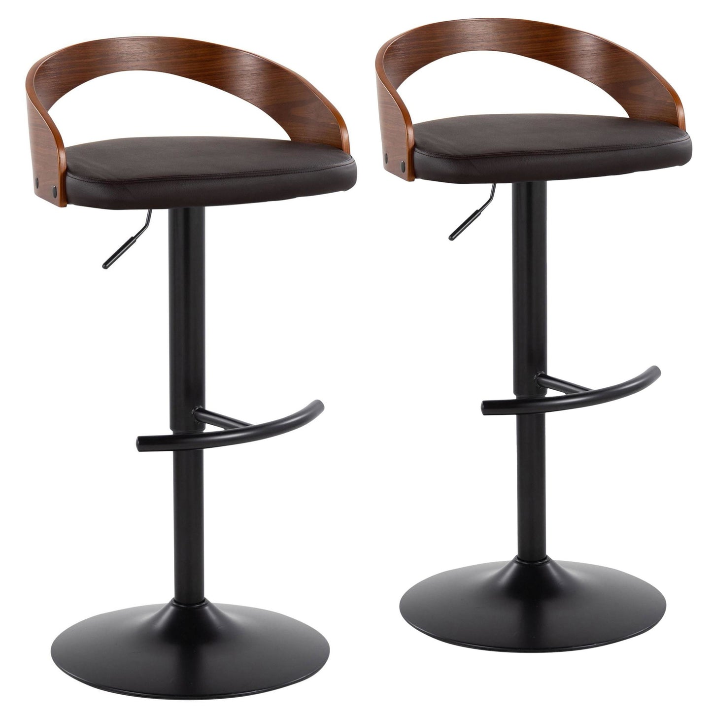 Grotto Adjustable Barstool - Set of 2 By LumiSource - BS-GROTTOPU-RT2 BKWLBN2 | Bar Stools | Modishstore - 5