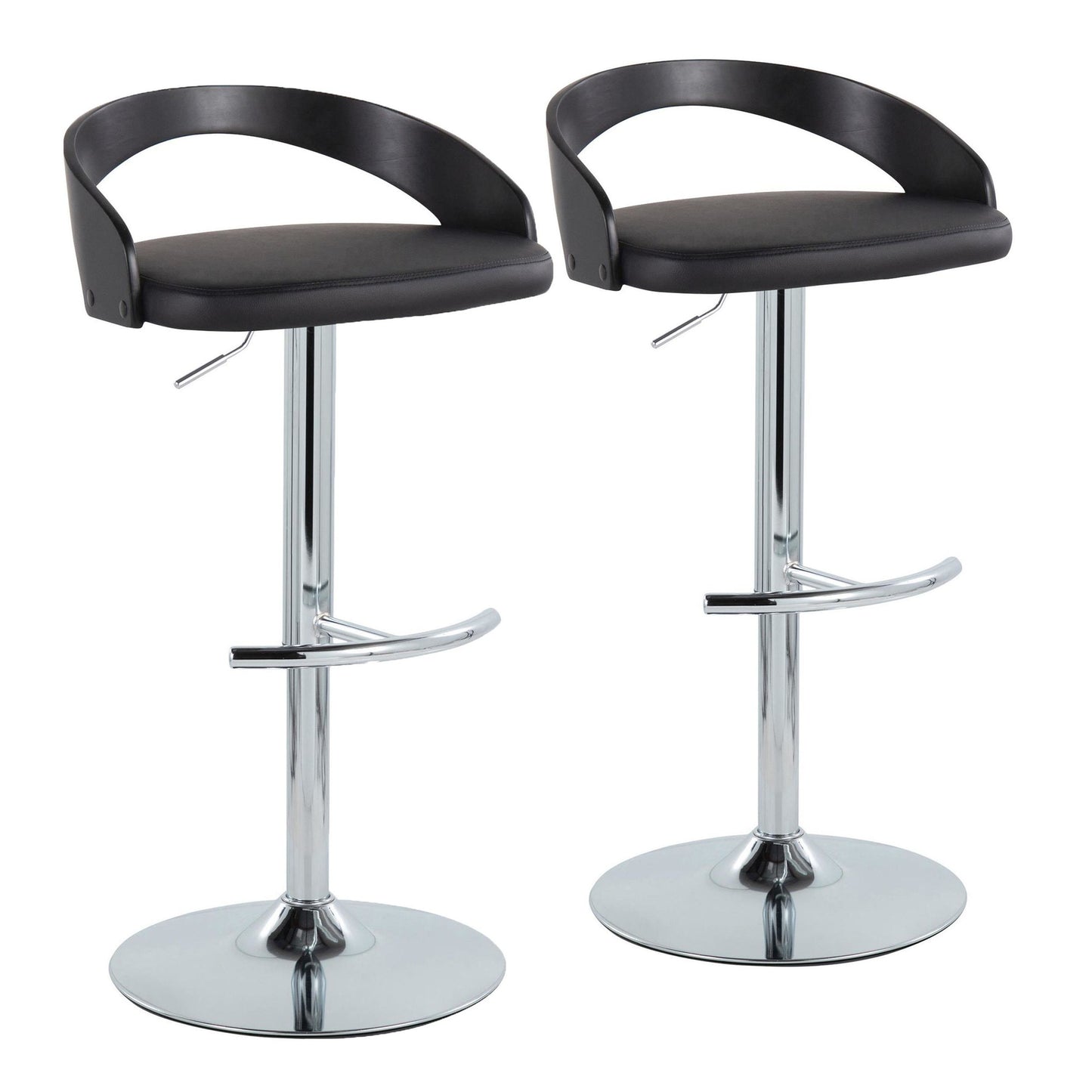 Grotto Adjustable Barstool - Set of 2 By LumiSource - BS-GROTTOPU-RT2 CHRBKBK2 | Bar Stools | Modishstore - 5