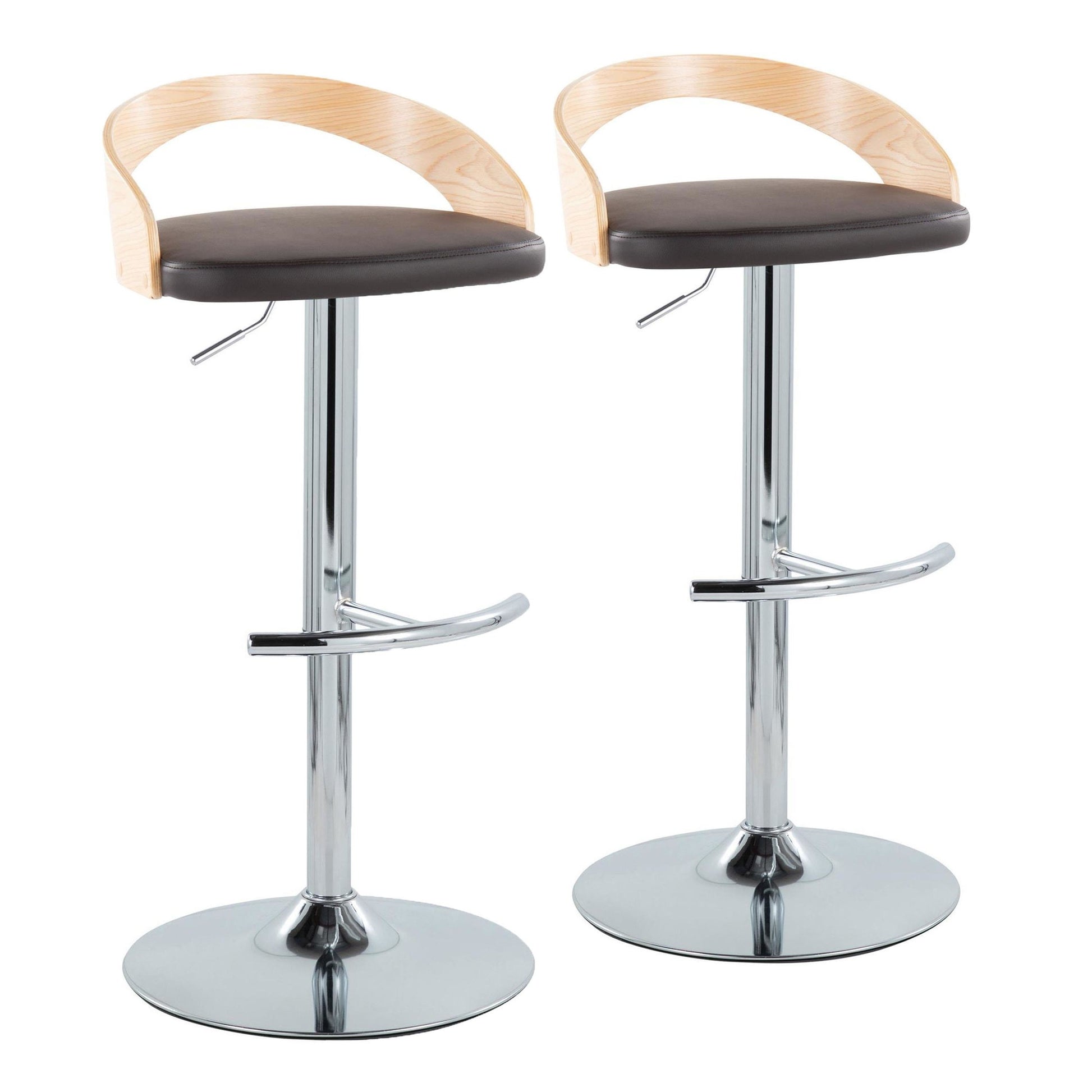 Grotto Adjustable Barstool - Set of 2 By LumiSource - BS-GROTTOPU-RT2 CHRNABN2 | Bar Stools | Modishstore - 5