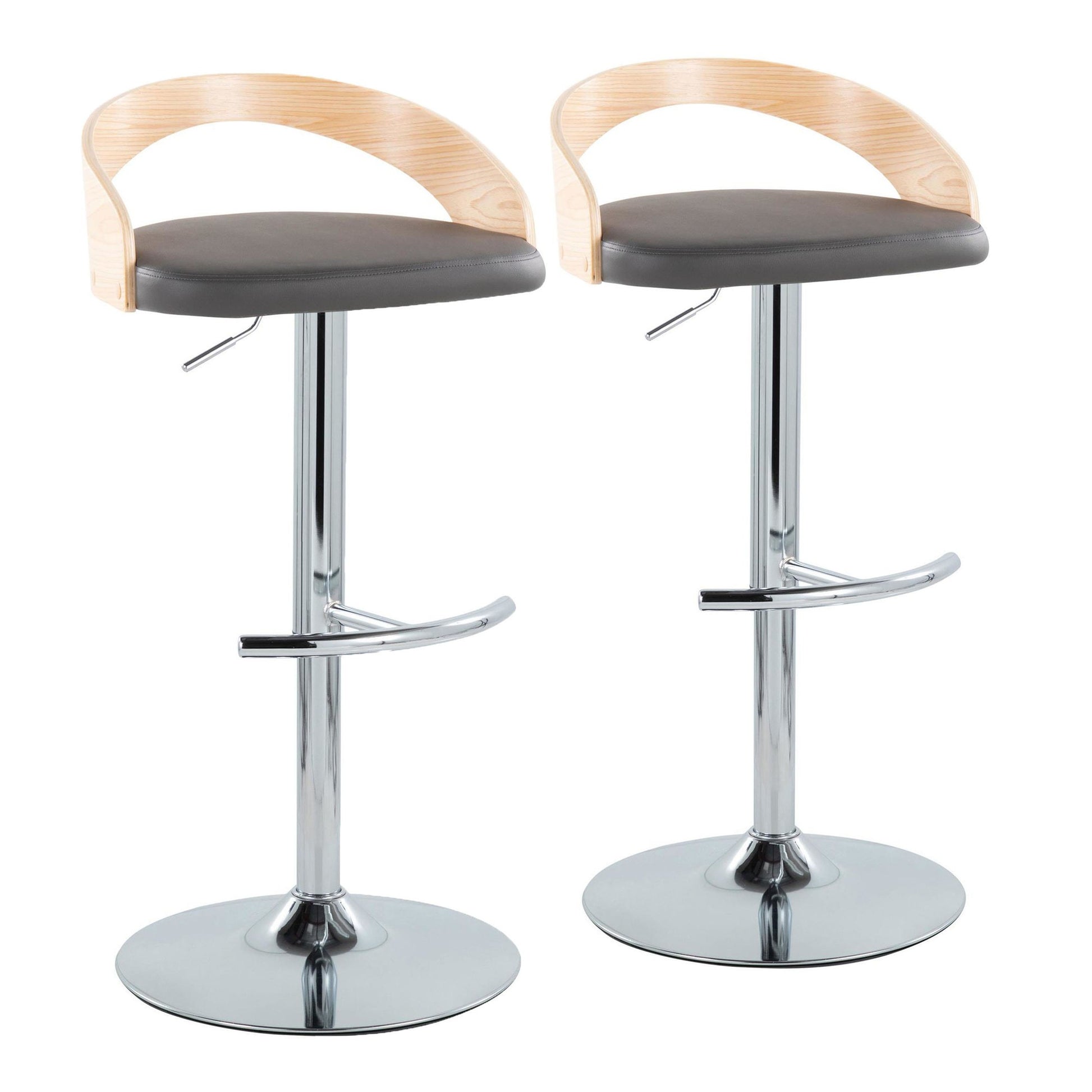 Grotto Adjustable Barstool - Set of 2 By LumiSource - BS-GROTTOPU-RT2 CHRNABN2 | Bar Stools | Modishstore - 15