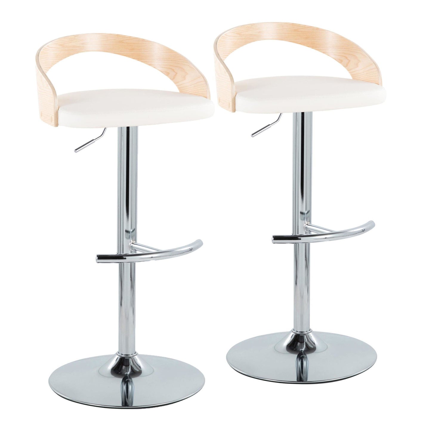 Grotto Adjustable Barstool - Set of 2 By LumiSource - BS-GROTTOPU-RT2 CHRNABN2 | Bar Stools | Modishstore - 25