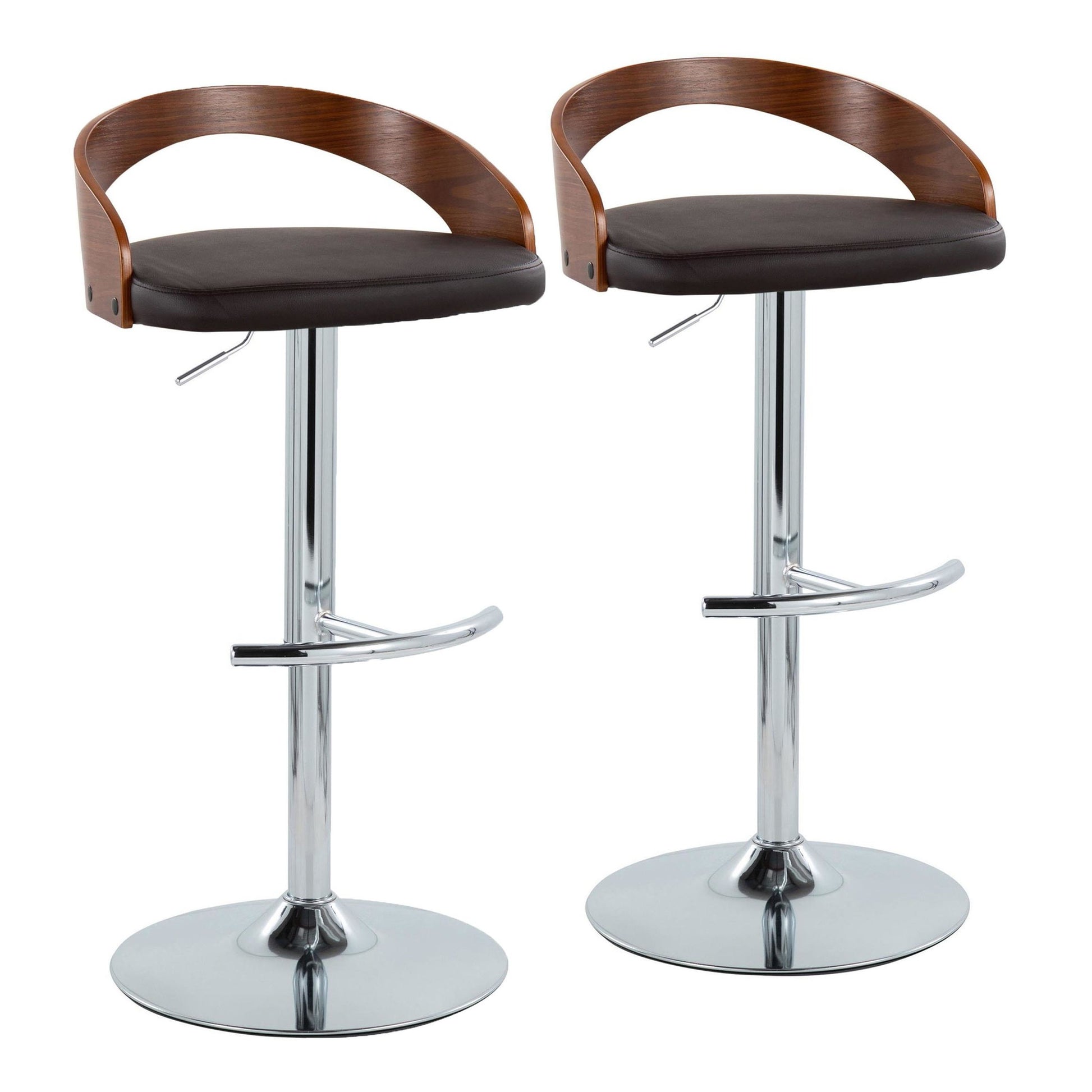 Grotto Adjustable Barstool - Set of 2 By LumiSource - BS-GROTTOPU-RT2 CHRWLBN2 | Bar Stools | Modishstore - 5