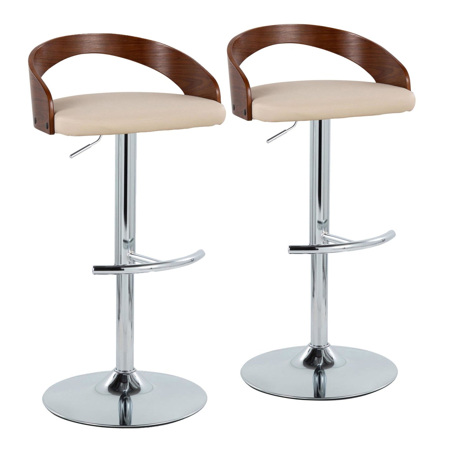 Grotto Adjustable Barstool - Set of 2 By LumiSource - BS-GROTTOPU-RT2 CHRWLBN2 | Bar Stools | Modishstore - 15