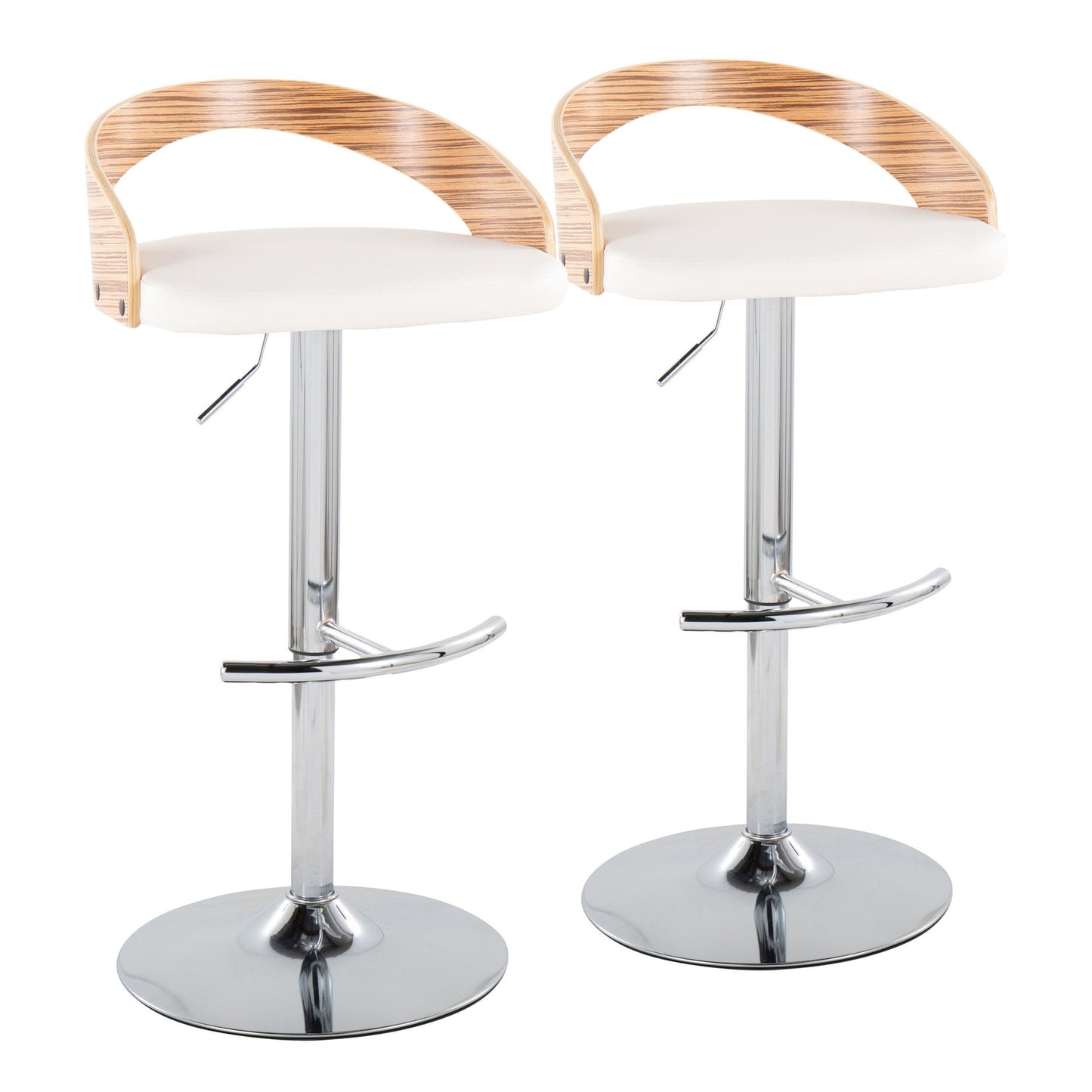 Grotto Adjustable Barstool - Set of 2 By LumiSource - BS-GROTTOPU-RT2 CHRZBW2 | Bar Stools | Modishstore - 5