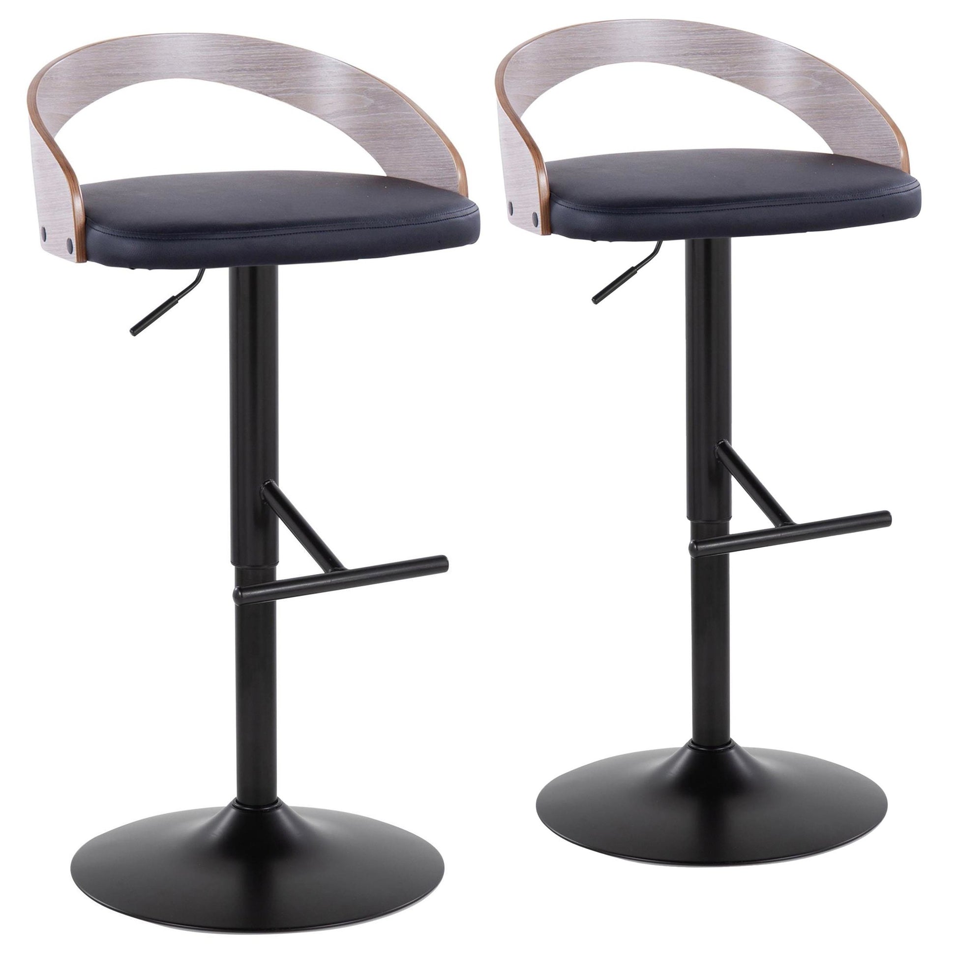 Grotto Adjustable Barstool - Set of 2 By LumiSource - BS-GROTTOPU-STRT2 BKCHW2 | Bar Stools | Modishstore - 12