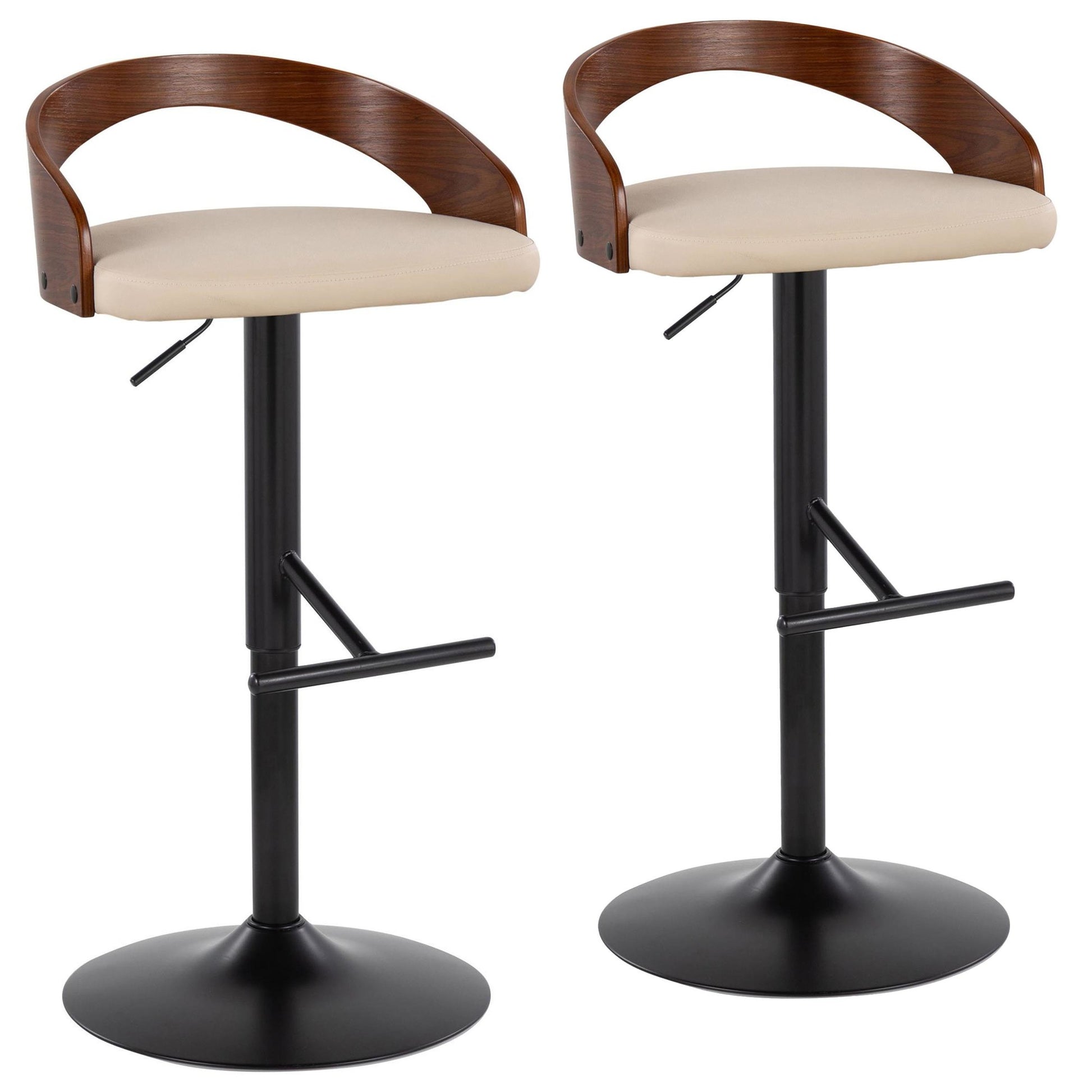 Grotto Adjustable Barstool - Set of 2 By LumiSource - BS-GROTTOPU-STRT2 BKCHW2 | Bar Stools | Modishstore - 28