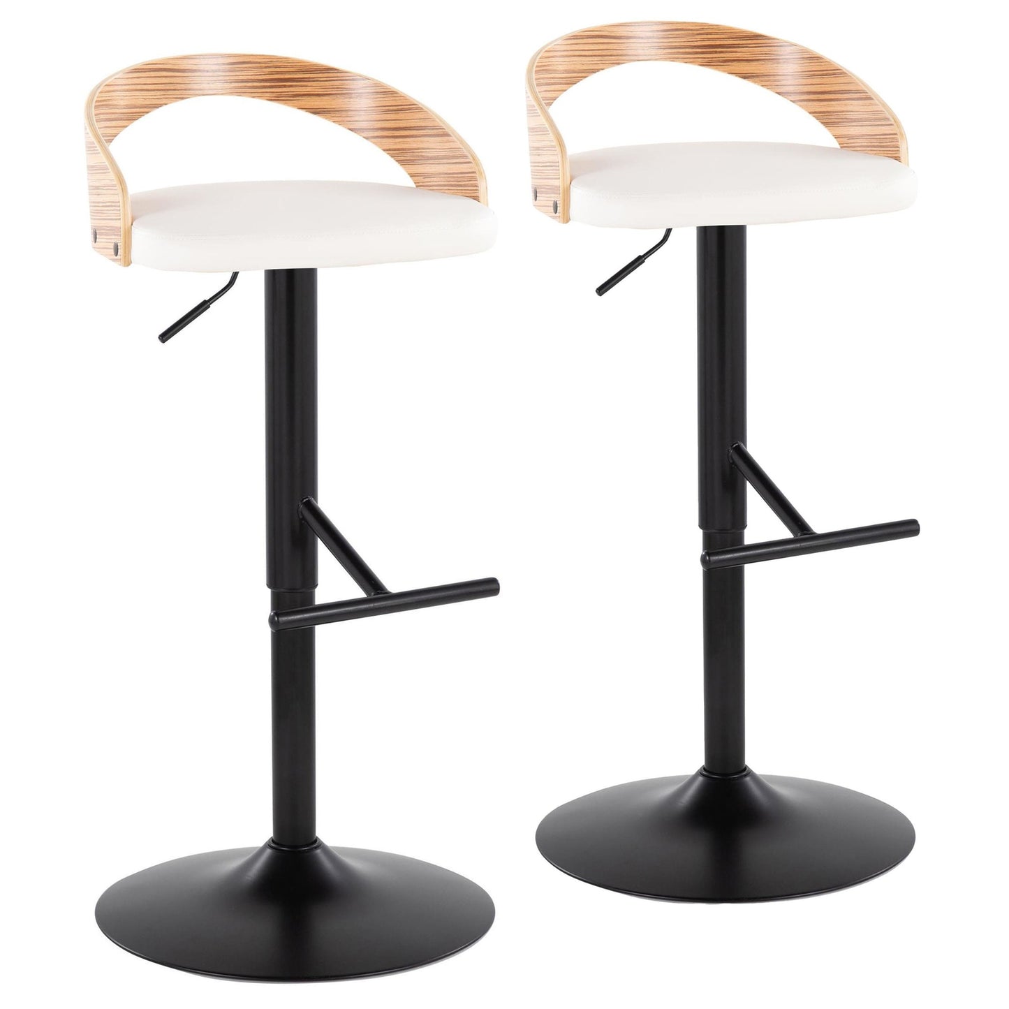 Grotto Adjustable Barstool - Set of 2 By LumiSource - BS-GROTTOPU-STRT2 BKCHW2 | Bar Stools | Modishstore - 36