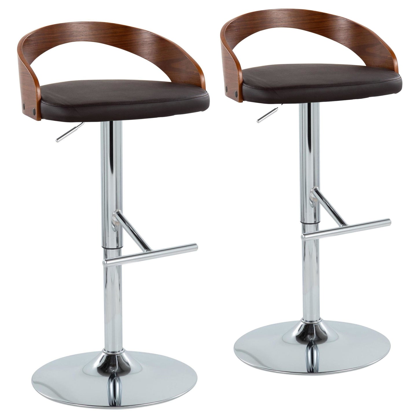 Grotto Adjustable Barstool - Set of 2 By LumiSource - BS-GROTTOPU-STRT2 CHRCHW2 | Bar Stools | Modishstore - 12