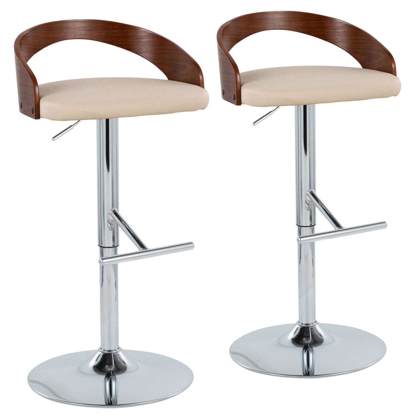 Grotto Adjustable Barstool - Set of 2 By LumiSource - BS-GROTTOPU-STRT2 CHRCHW2 | Bar Stools | Modishstore - 20