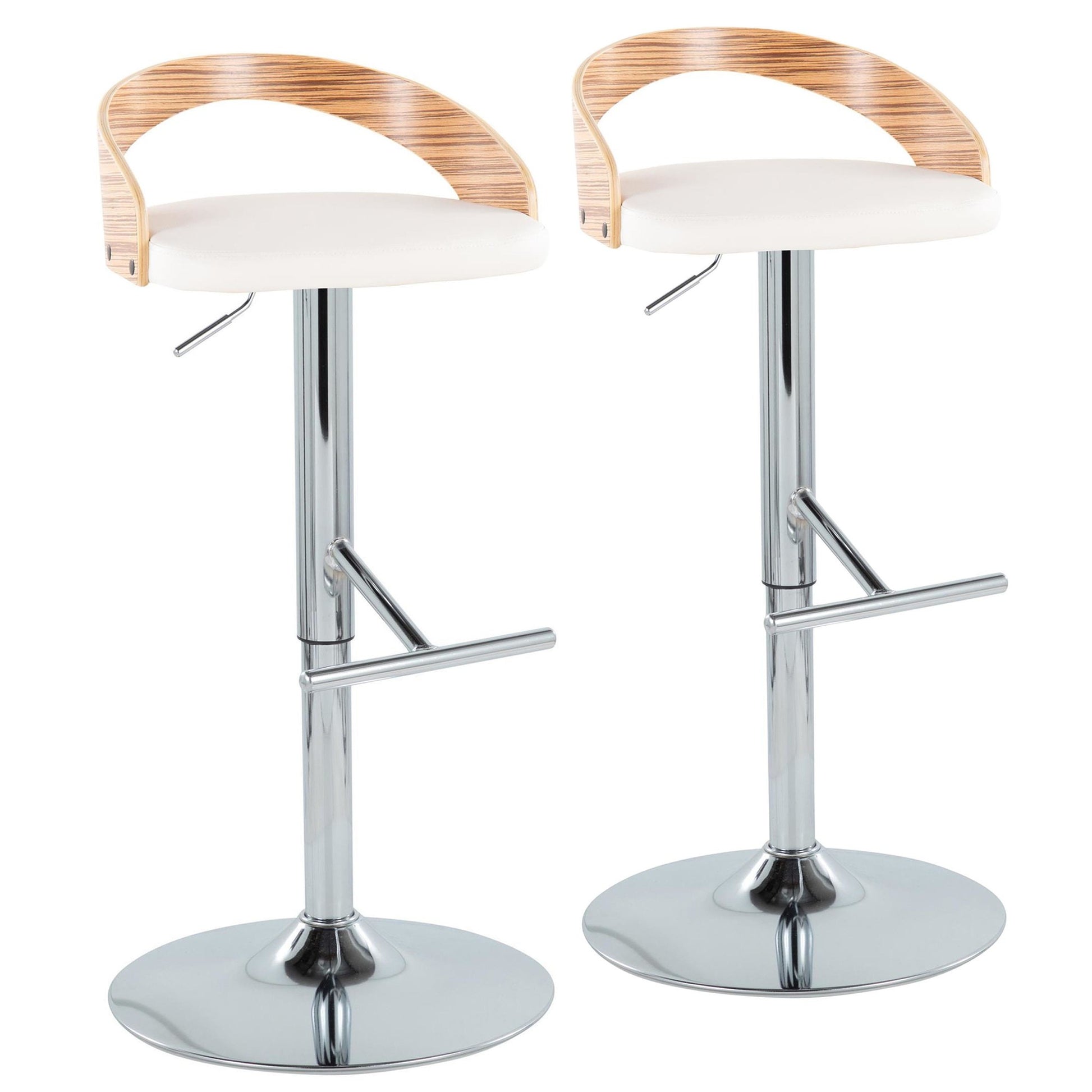 Grotto Adjustable Barstool - Set of 2 By LumiSource - BS-GROTTOPU-STRT2 CHRCHW2 | Bar Stools | Modishstore - 28