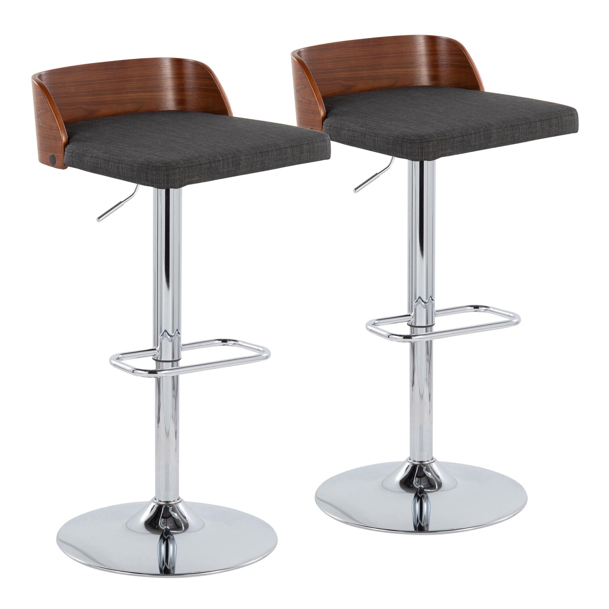 Maya Adjustable Barstool - Set of 2 By LumiSource - BS-MAYAFB-RR2 CHRWLCHAR2 | Bar Stools | Modishstore - 5