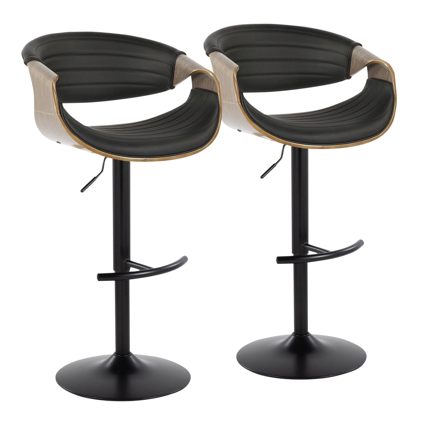 Symphony Adjustable Barstool - Set of 2 By LumiSource - BS-SYMPPU-RT2 BKLGYBK2 | Bar Stools | Modishstore - 4