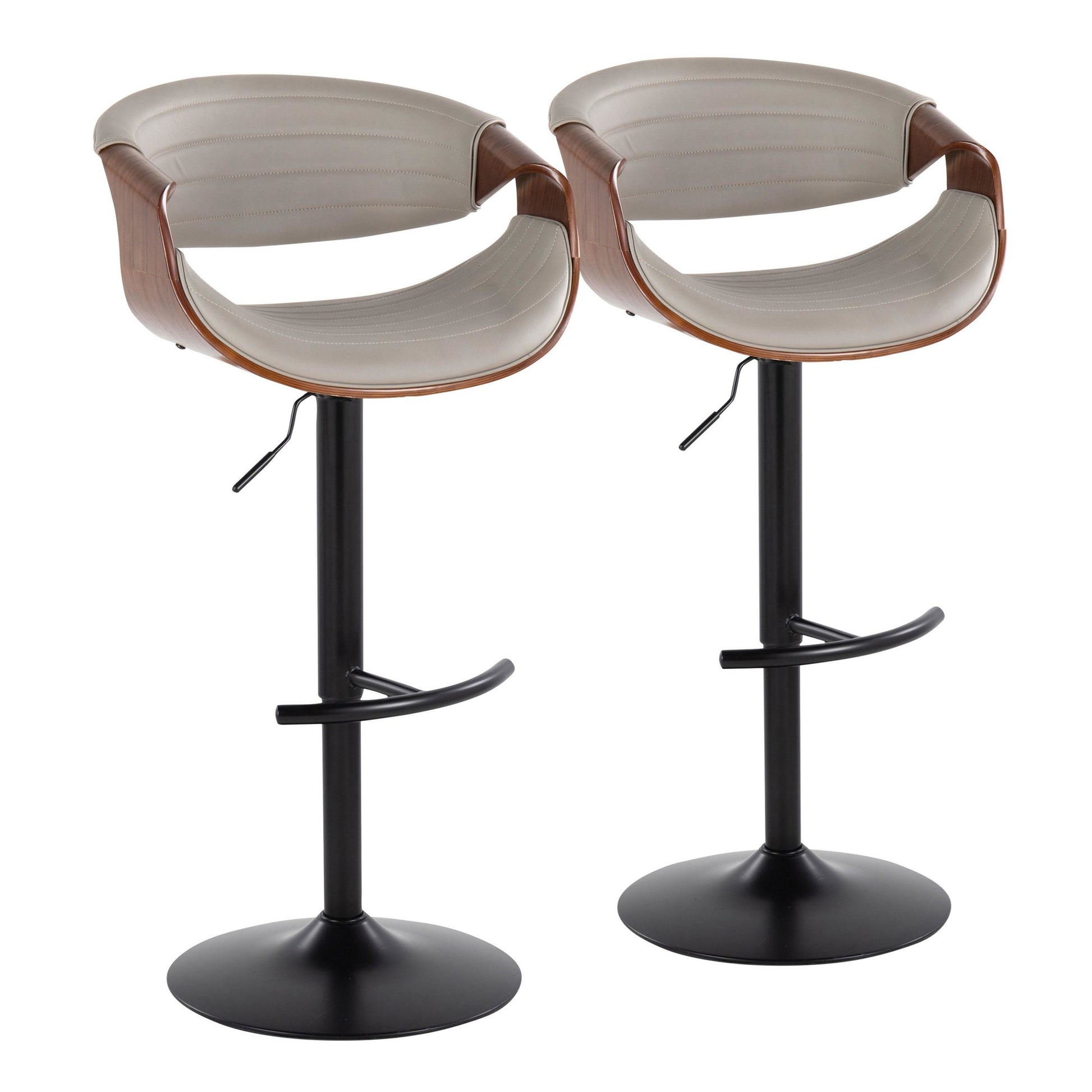 Symphony Adjustable Barstool - Set of 2 By LumiSource - BS-SYMPPU-RT2 BKLGYBK2 | Bar Stools | Modishstore - 13