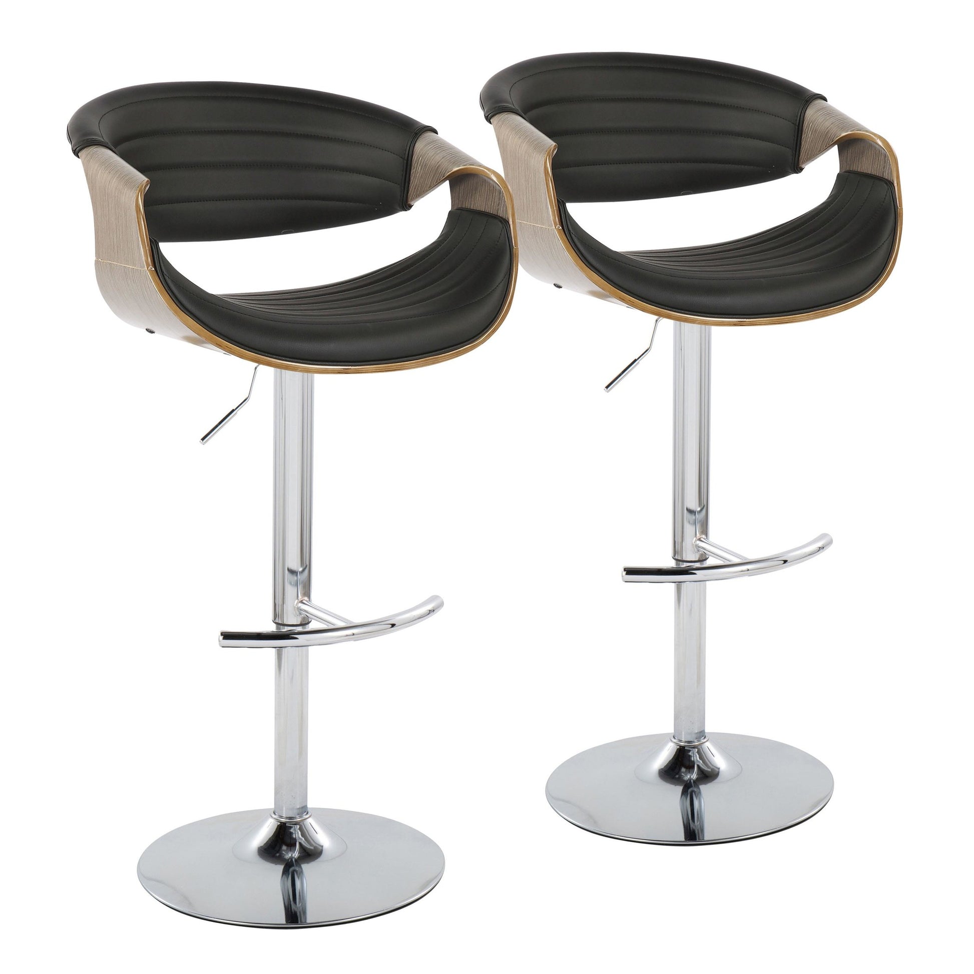 Symphony Adjustable Barstool - Set of 2 By LumiSource - BS-SYMPPU-RT2 CHRLGYBK2 | Bar Stools | Modishstore - 4