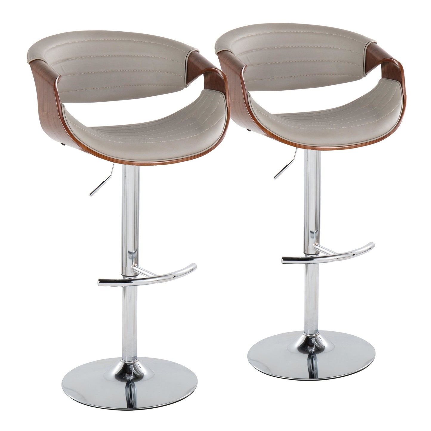 Symphony Adjustable Barstool - Set of 2 By LumiSource - BS-SYMPPU-RT2 CHRLGYBK2 | Bar Stools | Modishstore - 13