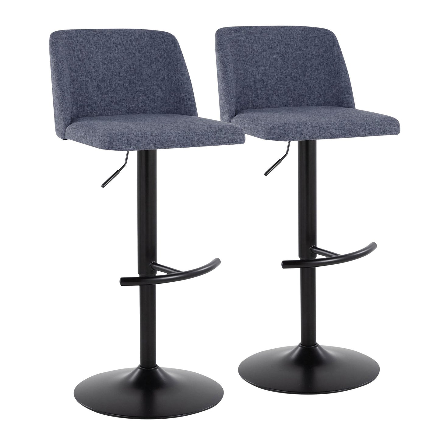 Toriano Adjustable Barstool - Set of 2 By LumiSource - BS-TRNOFB-RT2 BKBU2 | Bar Stools | Modishstore - 2