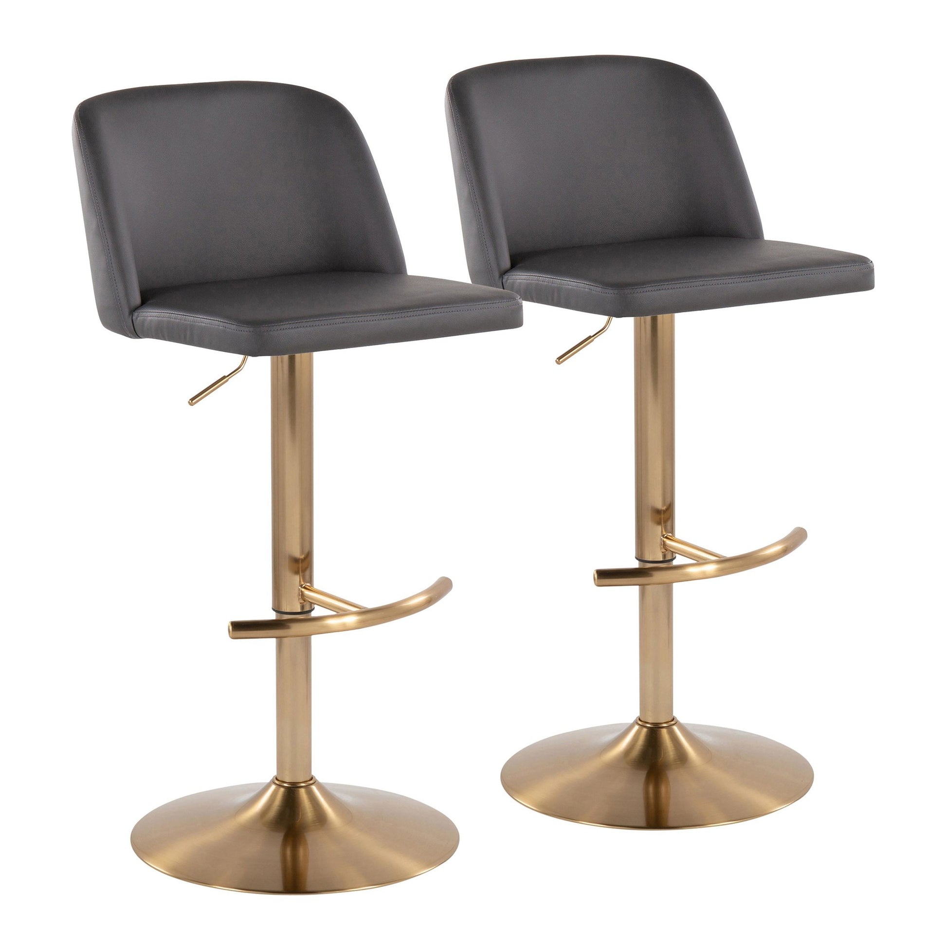 Toriano Adjustable Barstool - Set of 2 By LumiSource - BS-TRNOPU-RT2 AUBK2 | Bar Stools | Modishstore - 16