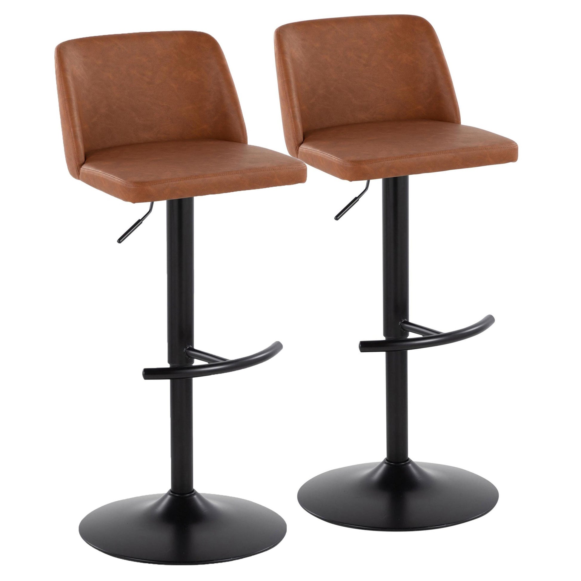 Toriano Adjustable Barstool - Set of 2 By LumiSource - BS-TRNOPU-RT2 AUBK2 | Bar Stools | Modishstore - 23