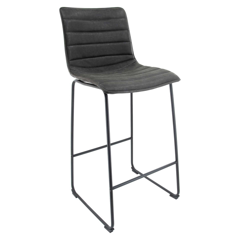 LeisureMod Brooklyn 29.9" Modern Leather Bar Stool With Black Iron Base & Footrest | Bar Stools | Modishstore - 2