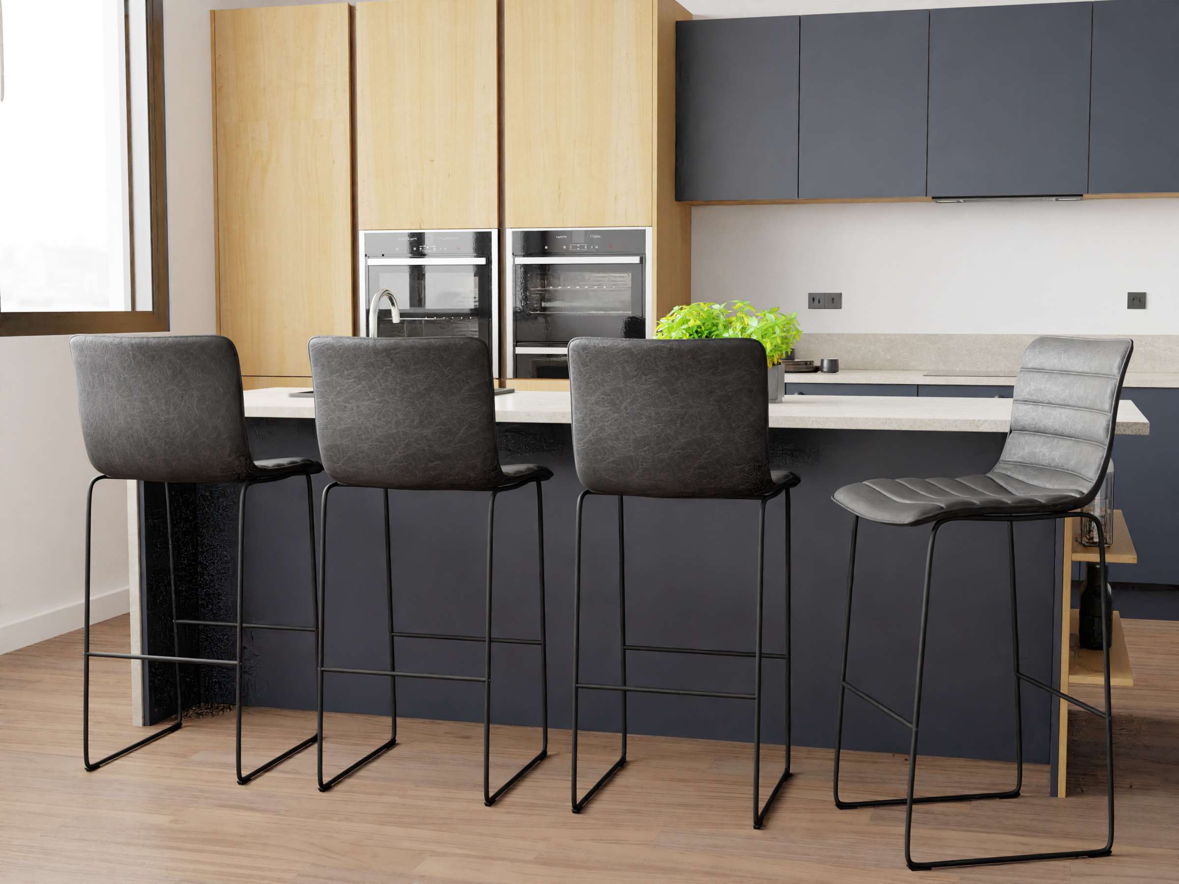 Leather bar stools with deals metal legs