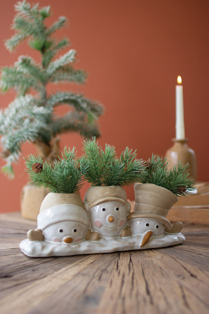 Ceramic Snowmen Planter By Kalalou | Planters, Troughs & Cachepots | Modishstore