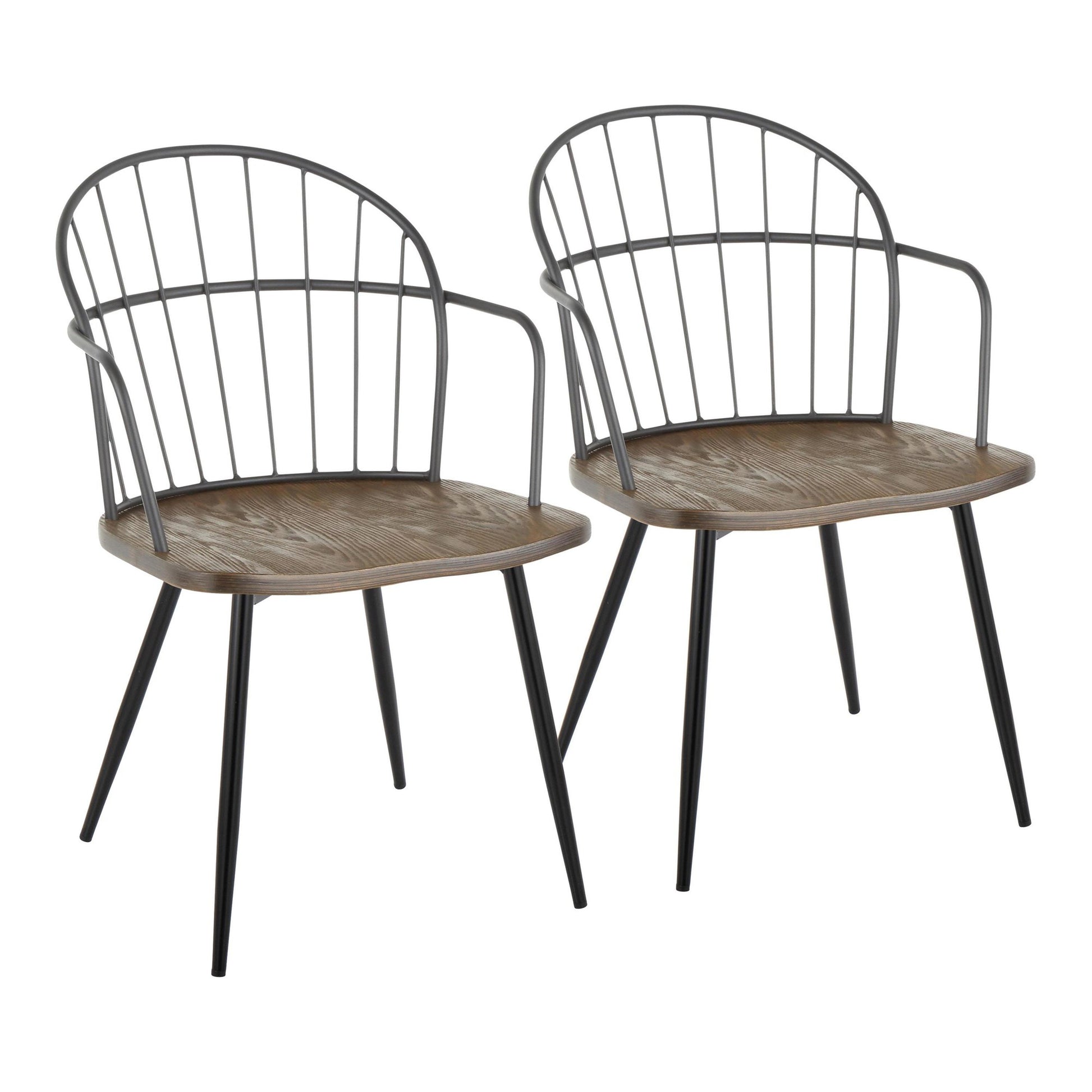 Riley Arm Chair - Set of 2 By LumiSource - CH-RILEYARM-HLC2 BKBNBK2 | Armchairs | Modishstore - 3