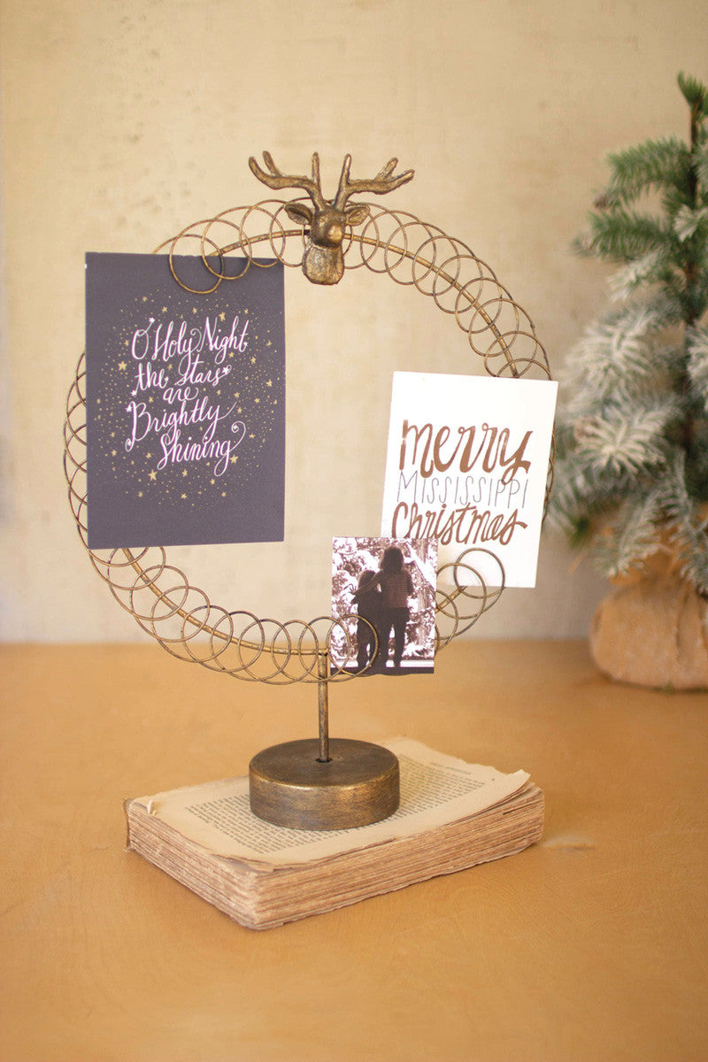 Round Wire Christmas Card Holder On A Stand (Min 2) By Kalalou | Holiday | Modishstore