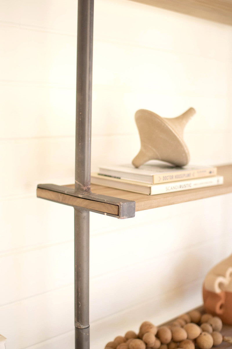 Tall Wood And Metal Wall Shelving Unit By Kalalou | Shelves & Shelving Units | Modishstore - 2