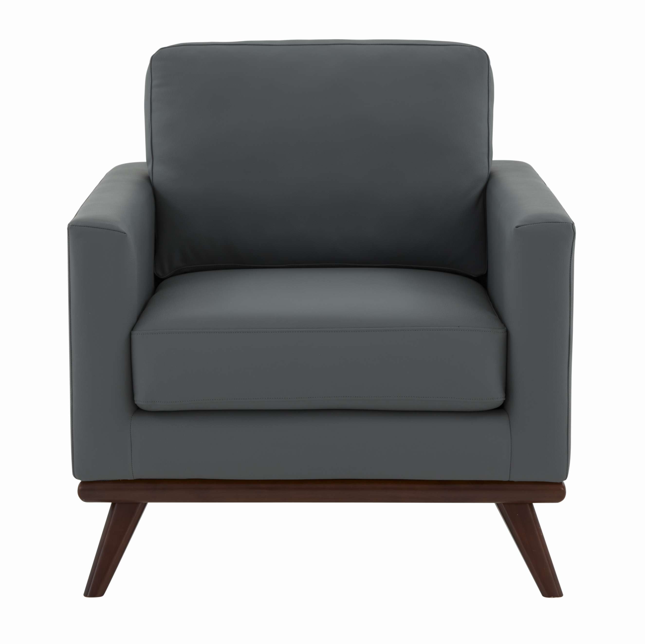 LeisureMod Chester Modern Leather Accent Arm Chair With Birch Wood Base