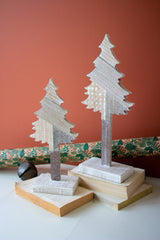 Wooden Christmas Trees On Bases Set Of 2 By Kalalou