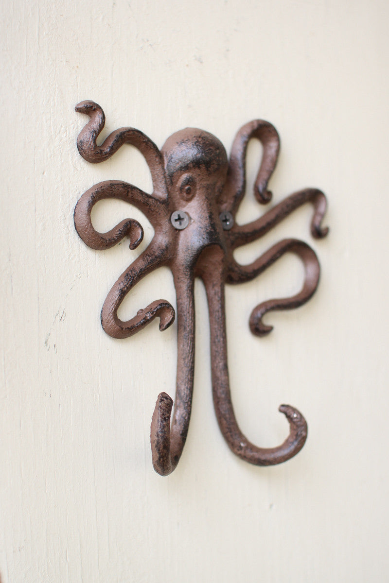 Cast Iron Octopus Wall Hook (Min 4) By Kalalou | Hooks & Racks | Modishstore