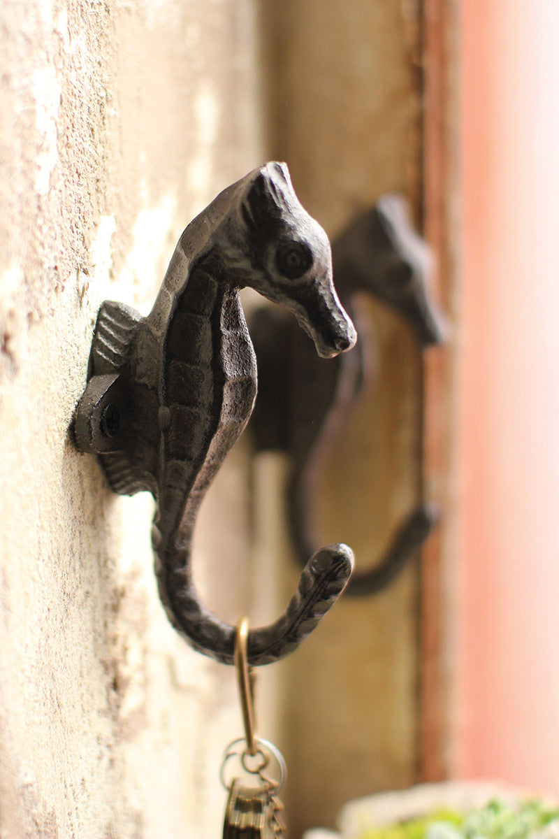 Cast Iron Sea Horse Hook (Min 4) By Kalalou | Hooks & Racks | Modishstore