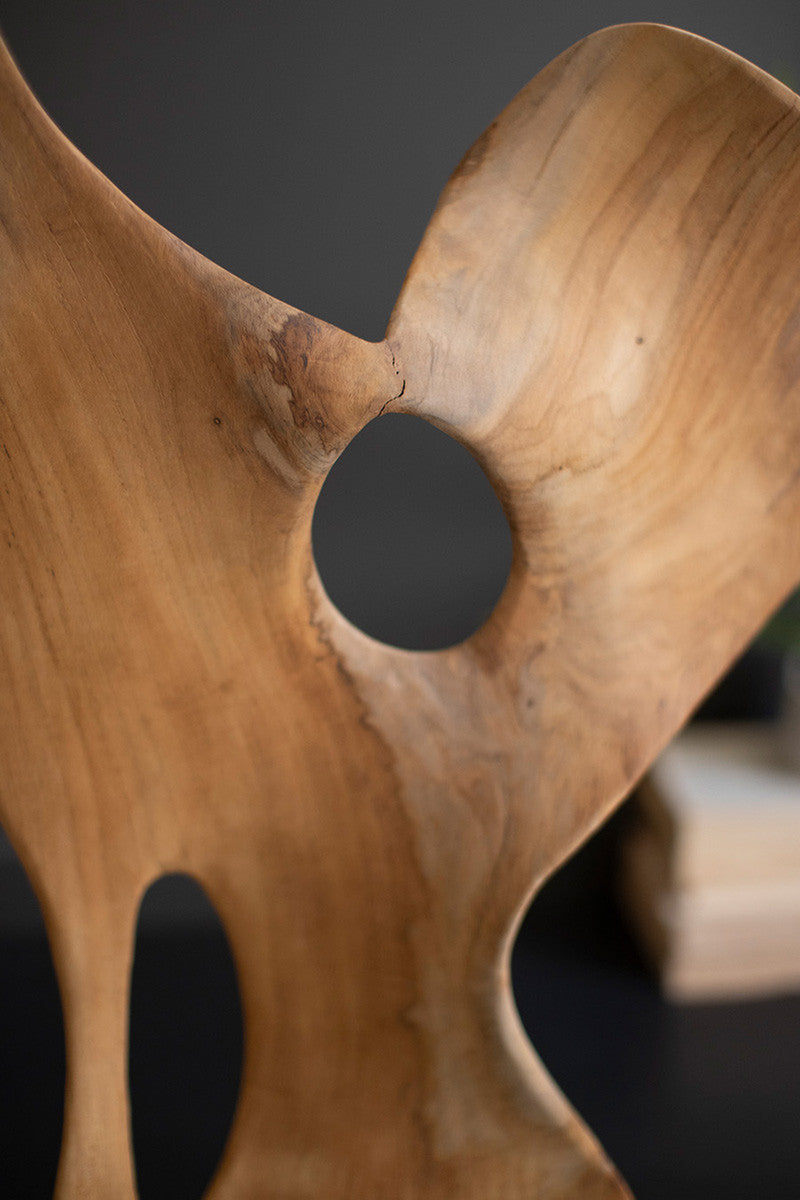 Carved Teak Wood Scuplture On A Base - Smooth By Kalalou | Sculptures | Modishstore - 3