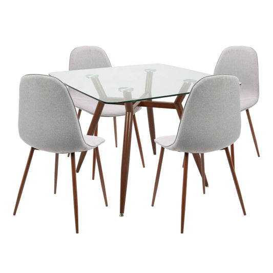 Clara Pebble Dining Set - 5 Piece By LumiSource - DS-CLRAWLGL+4PEBWLGY | Dining Sets | Modishstore