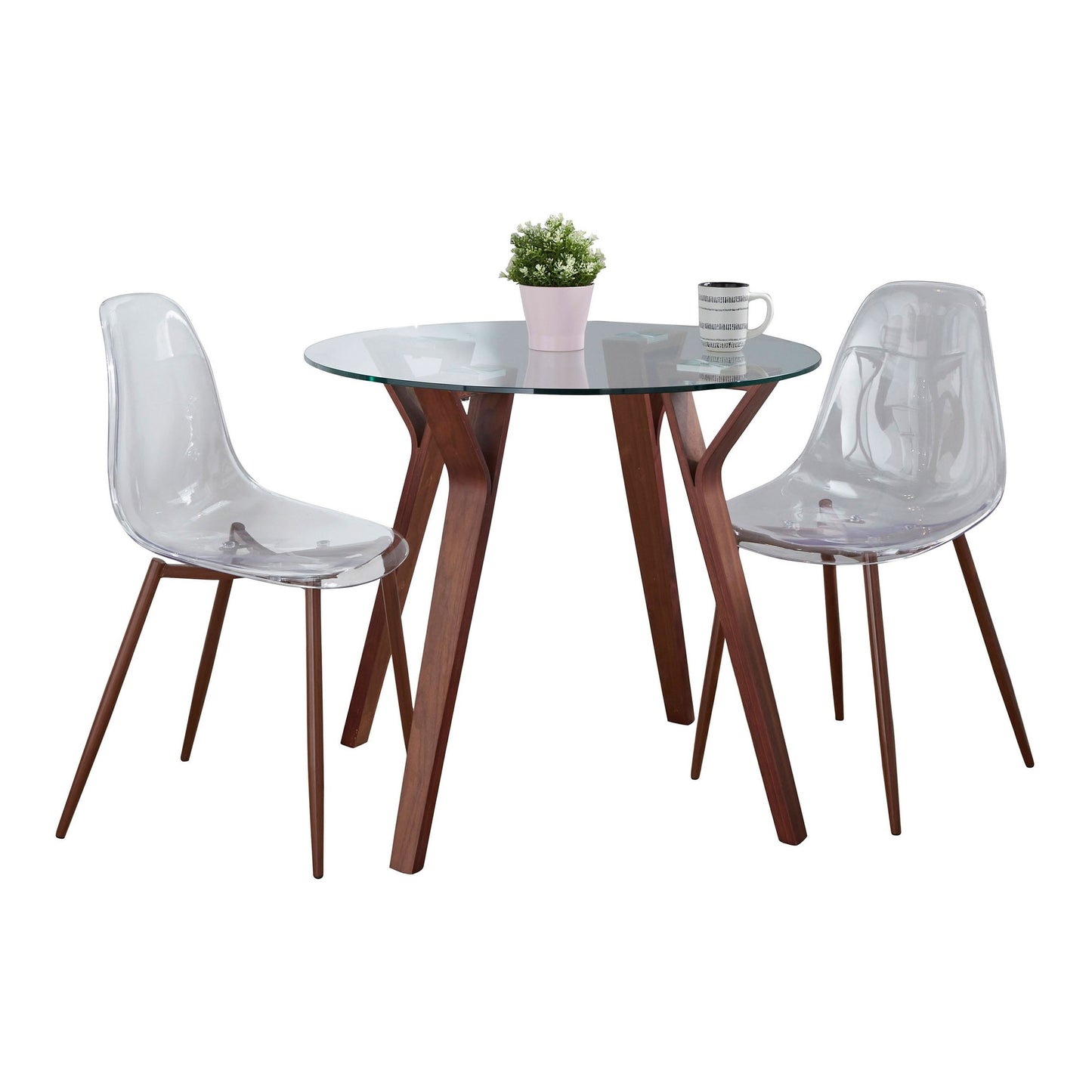 Folia Round Clara Dining Set - 3 Piece By LumiSource - DS3-FOLIARNDWLCL+2CLRAWLCL | Dining Sets | Modishstore - 2