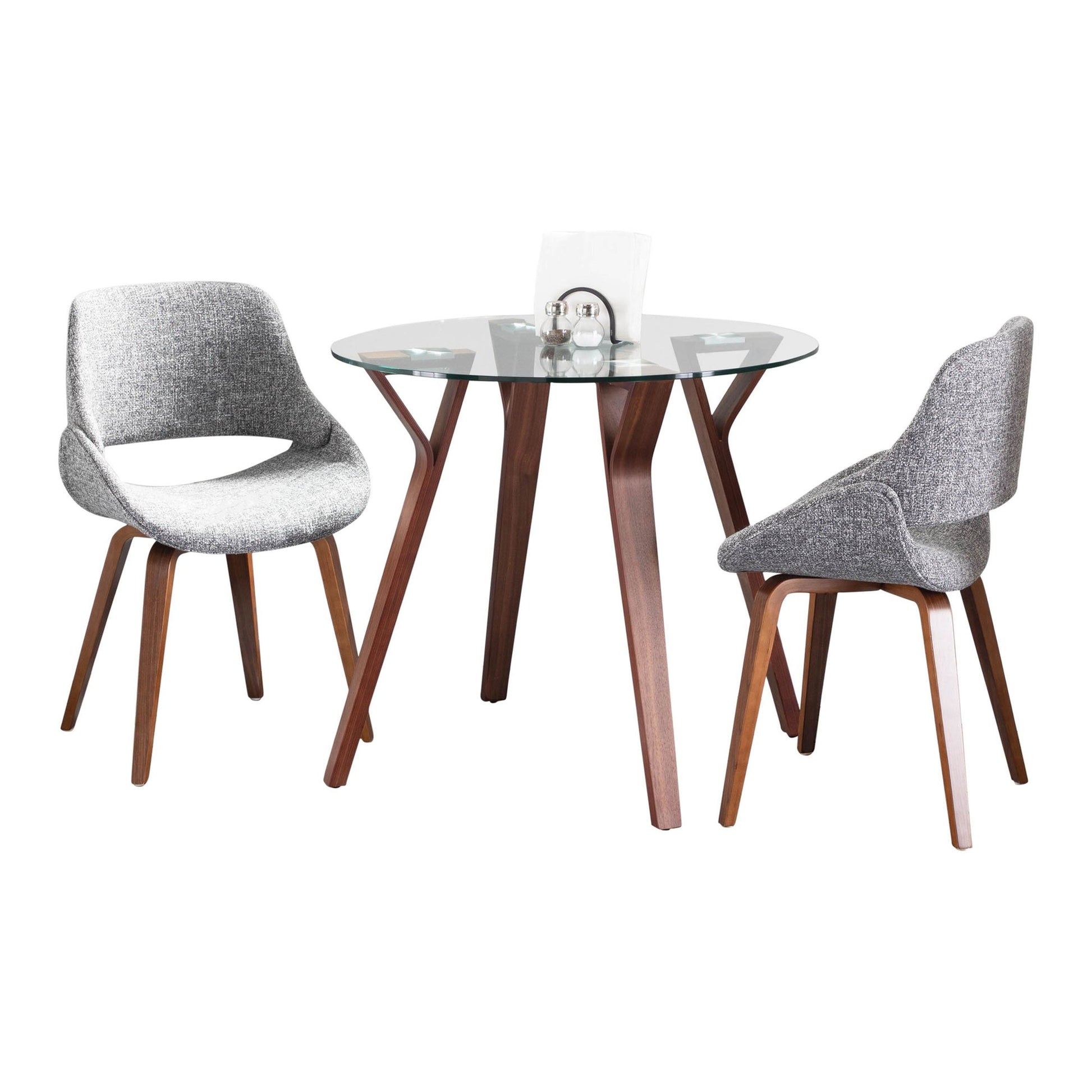 Folia Round Fabrico Dining Set - 3 Piece By LumiSource - DS3-FOLIARNDWLCL+2FBCONLFBWLCR | Dining Sets | Modishstore - 6