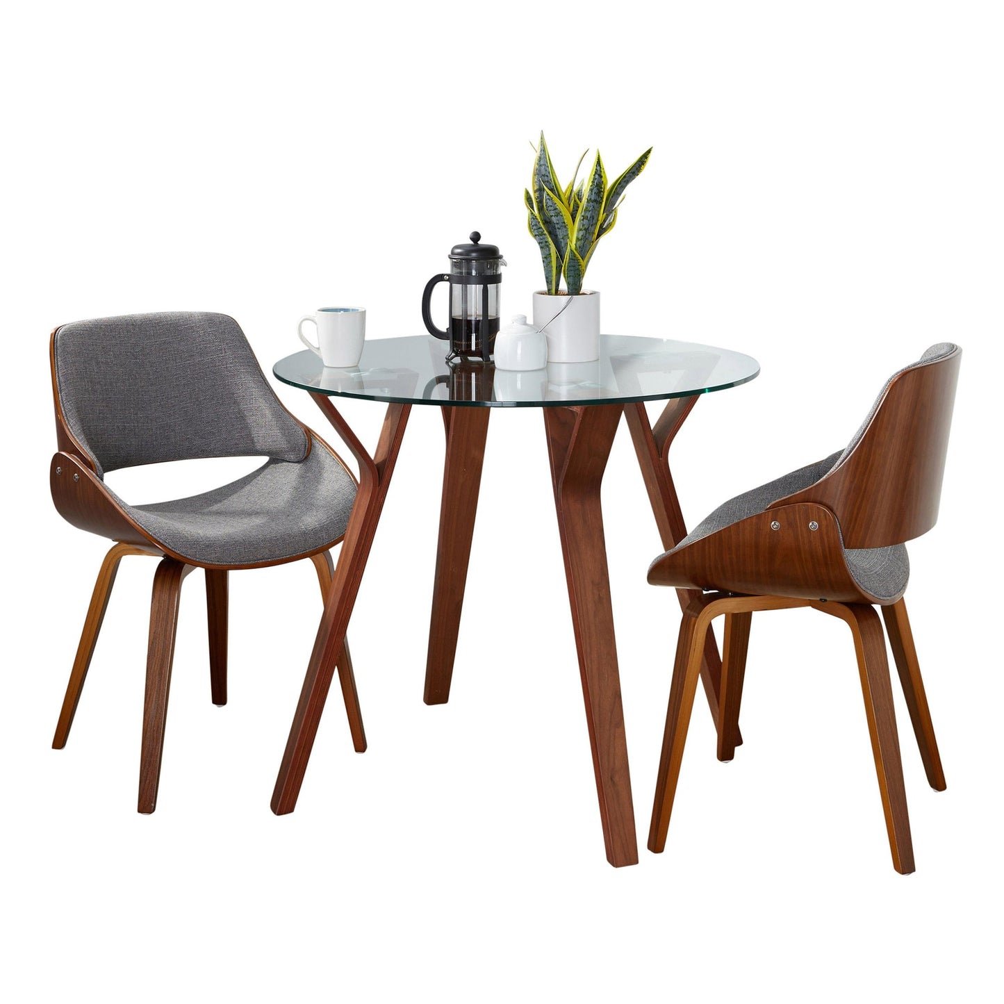 Folia Round Fabrizzi Dining Set - 3 Piece By LumiSource - DS3-FOLIARNDWLCL+2FBZZWLGY | Dining Sets | Modishstore - 3