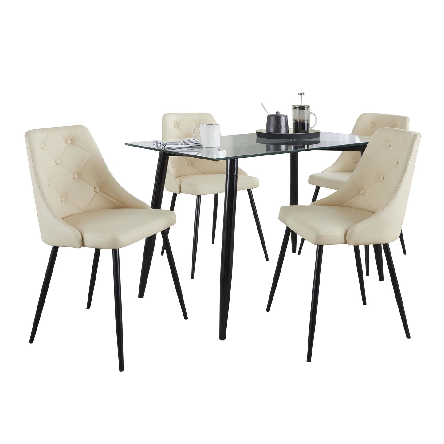 Clara-Giovani Dining Set - 5 Piece By LumiSource - DS5-CLRABKCL+4GIOVPUBKCR | Dining Sets | Modishstore - 3