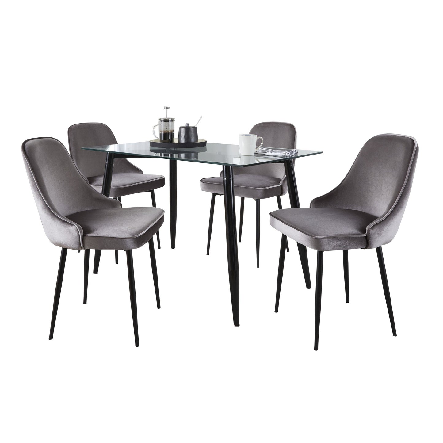 Clara-Marcel Dining Set - 5 Piece By LumiSource - DS5-CLRABKCL+4MARCLVBKSV | Dining Sets | Modishstore - 2